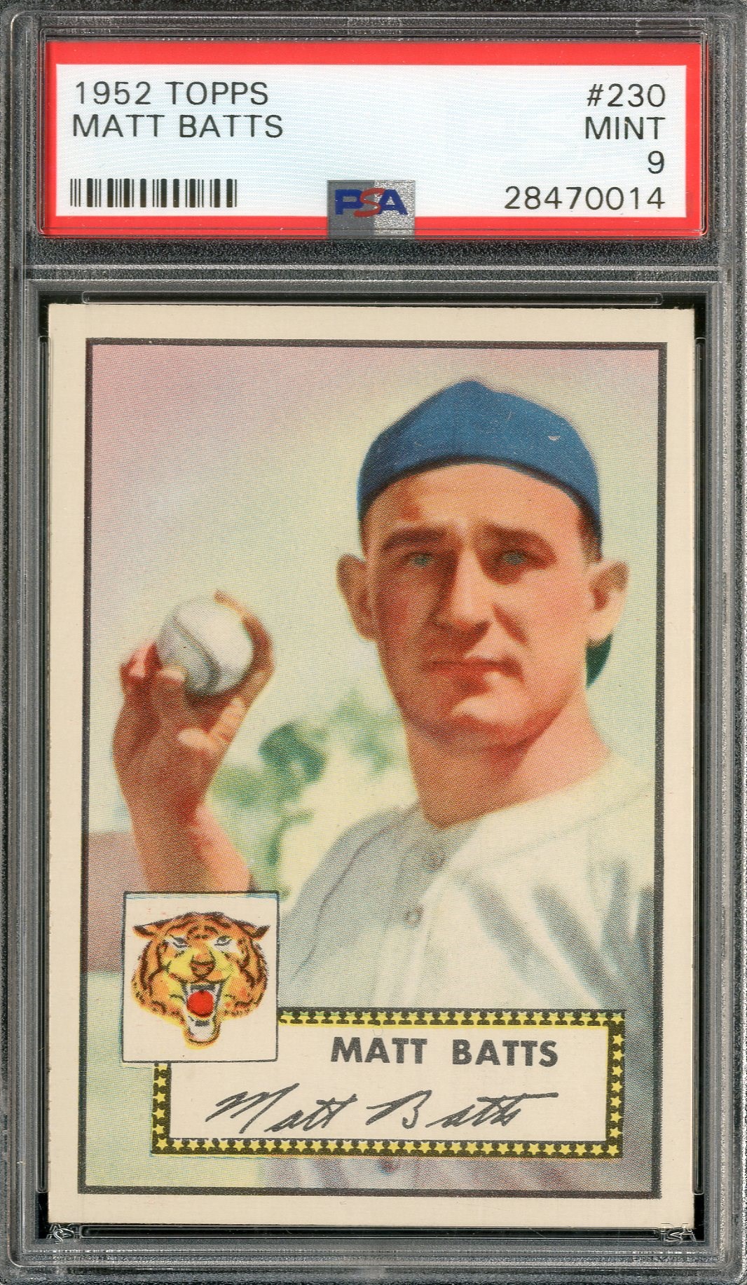 Baseball and Trading Cards - 1952 Topps #230 Matt Batts - PSA MINT 9