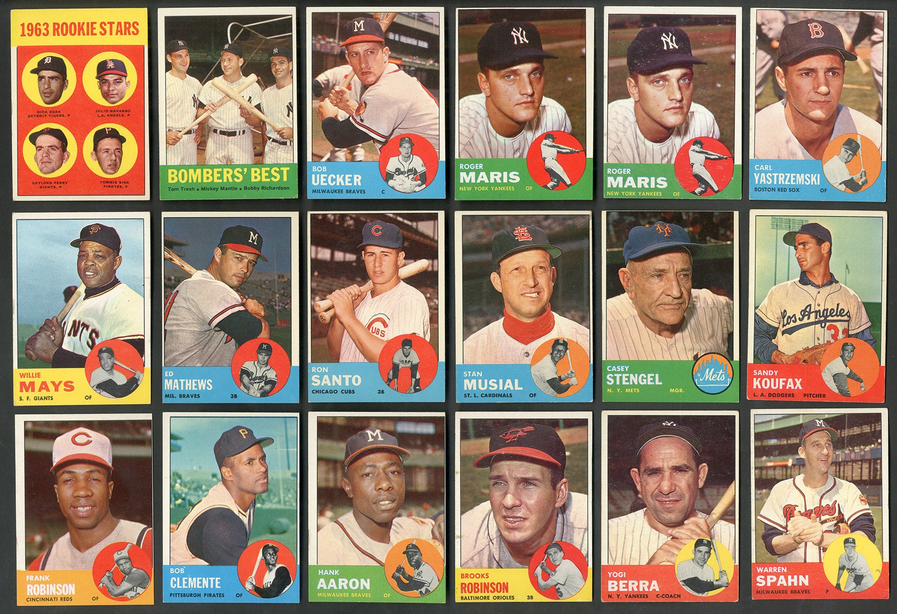Baseball and Trading Cards - 1963 Topps Hoard of 2,200+ Cards with Stars - LOADED!
