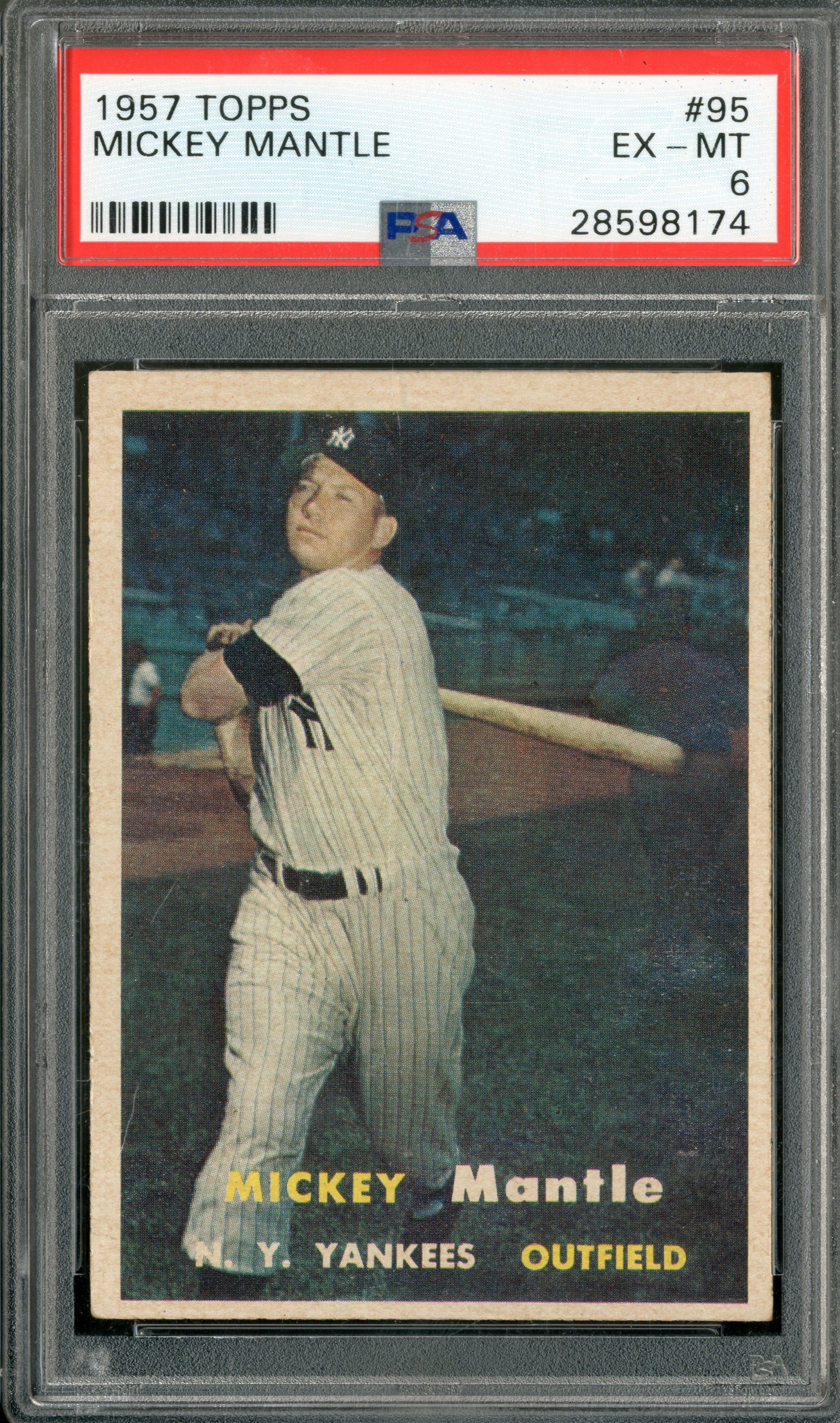 Baseball and Trading Cards - 1957 Topps #95 Mickey Mantle - PSA EX-MT 6