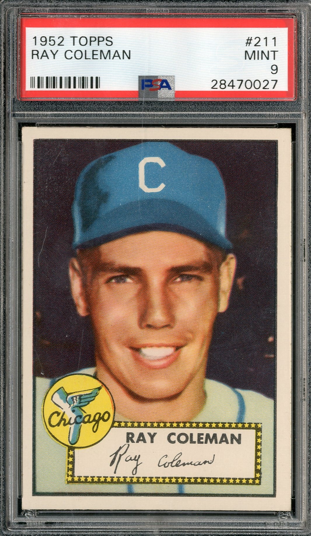 - 1952 Topps #211 Ray Coleman - PSA MINT 9 (1 of 2)