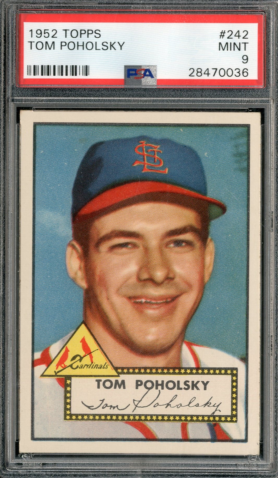 Baseball and Trading Cards - 1952 Topps #242 Tom Poholsky - PSA MINT 9