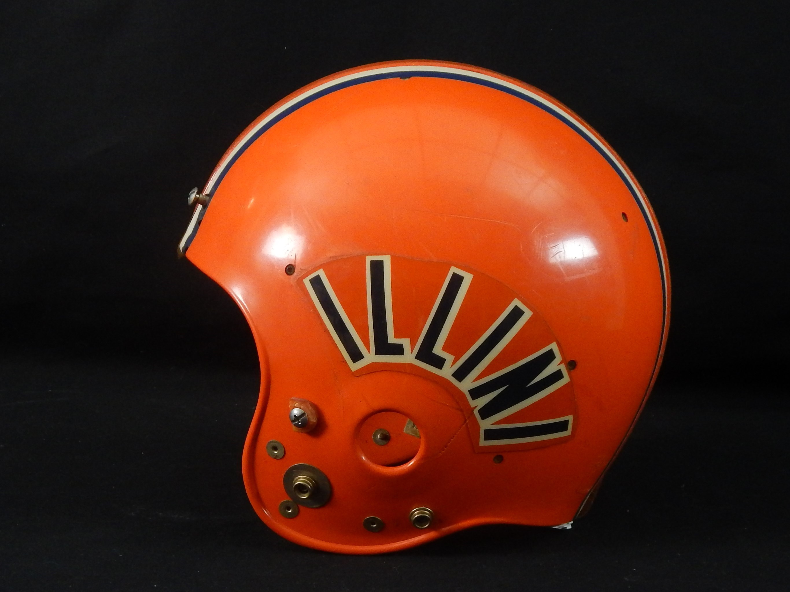 Game Used Football - 1980s Game Used University of Illinois Football Helmet
