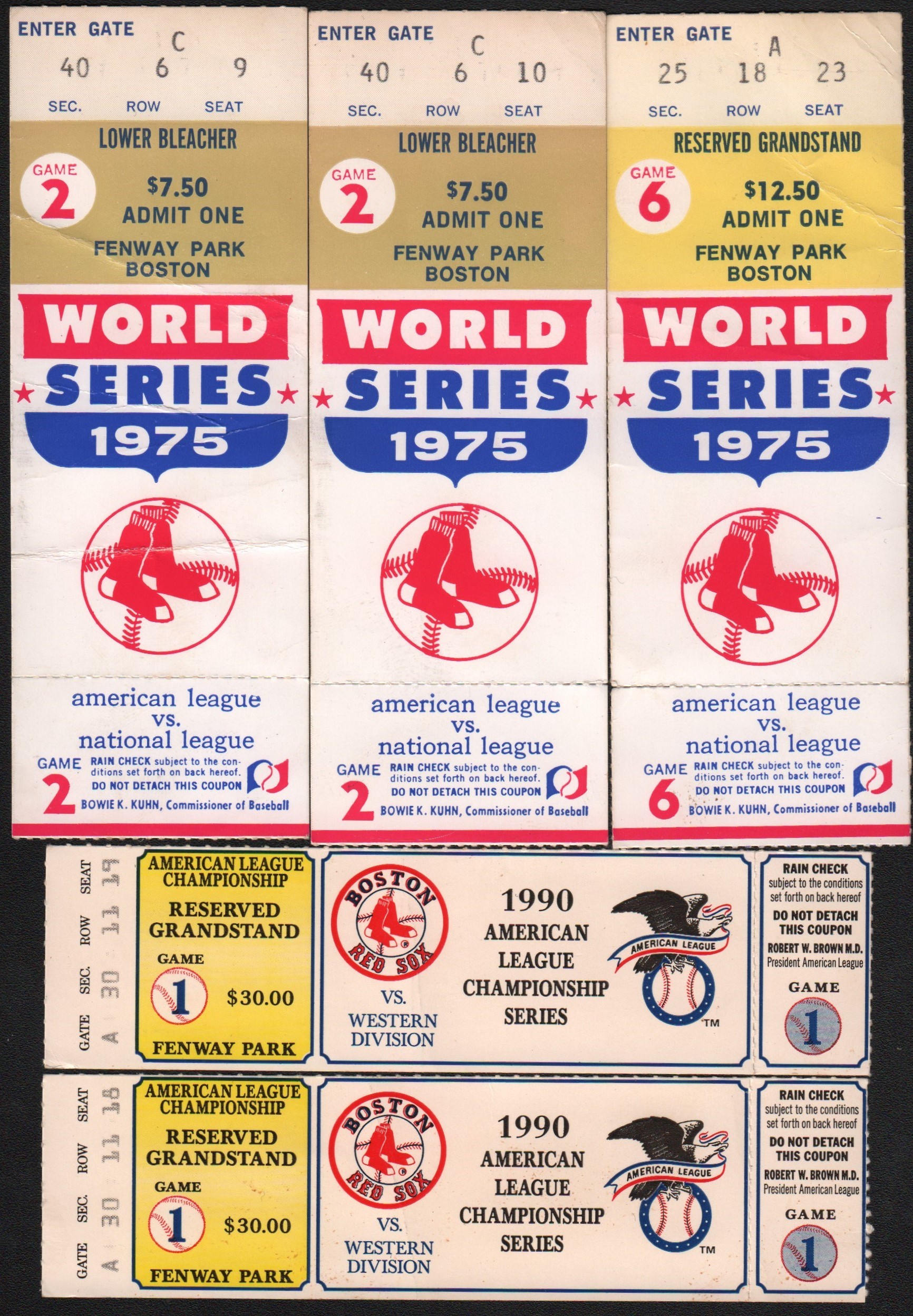 Tickets, Publications & Pins - 1975 World Series Carlton Fisk Home Run Ticket & More (5)