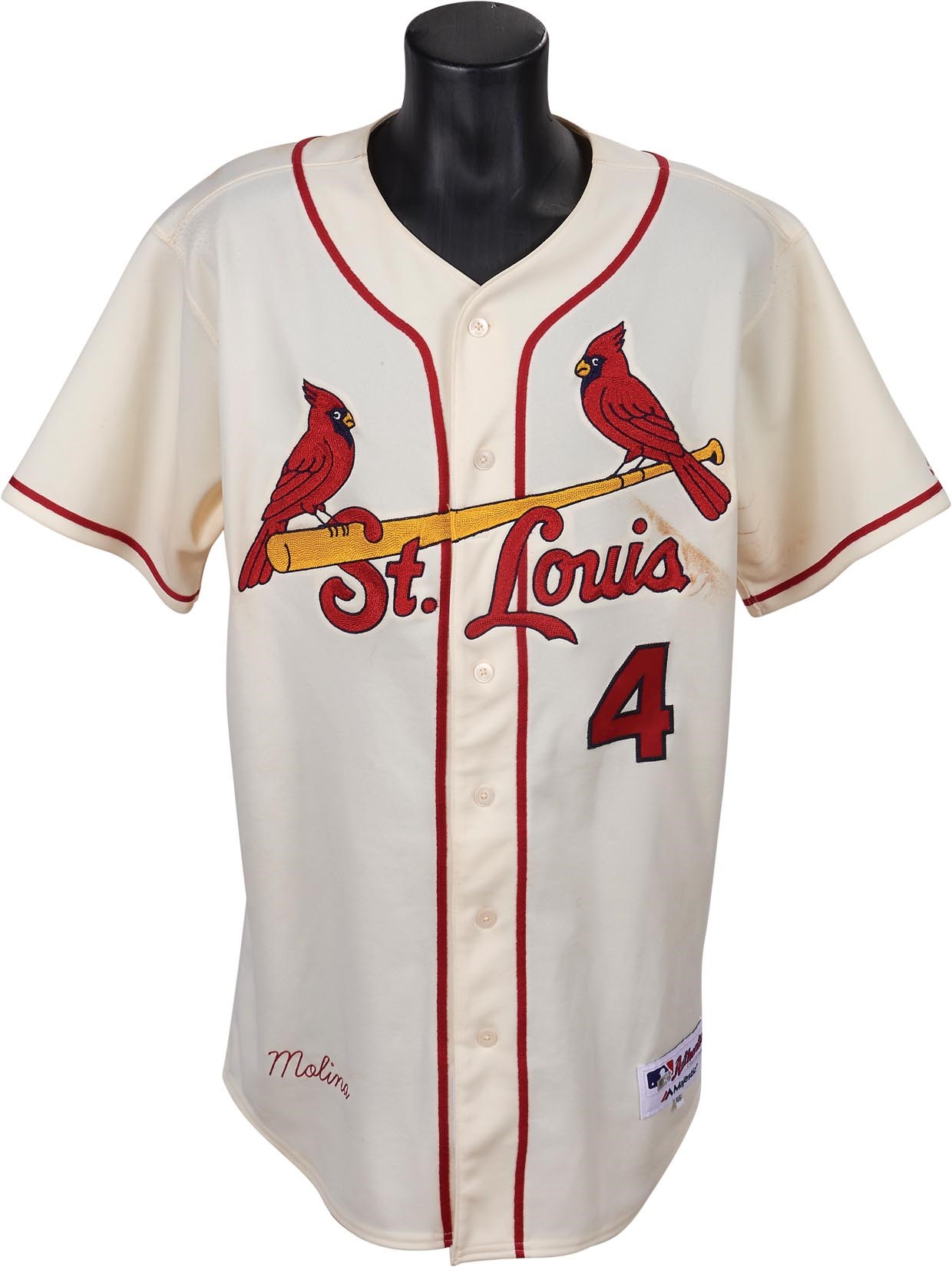 - 2016 Yadier Molina Game Worn 1,500th Career Hit Jersey (MLB Auth. & Photo-Matched)