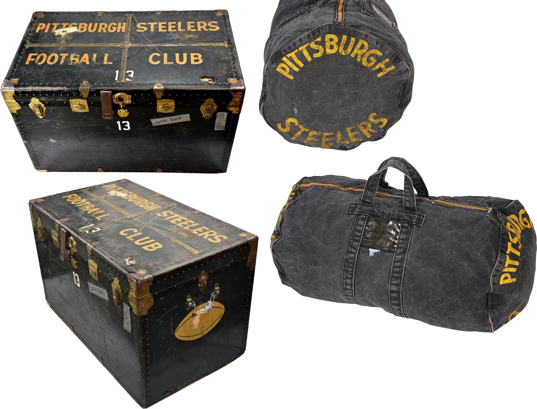 Vintage Pittsburgh Steelers Equipment Trunk and Duffle Bag