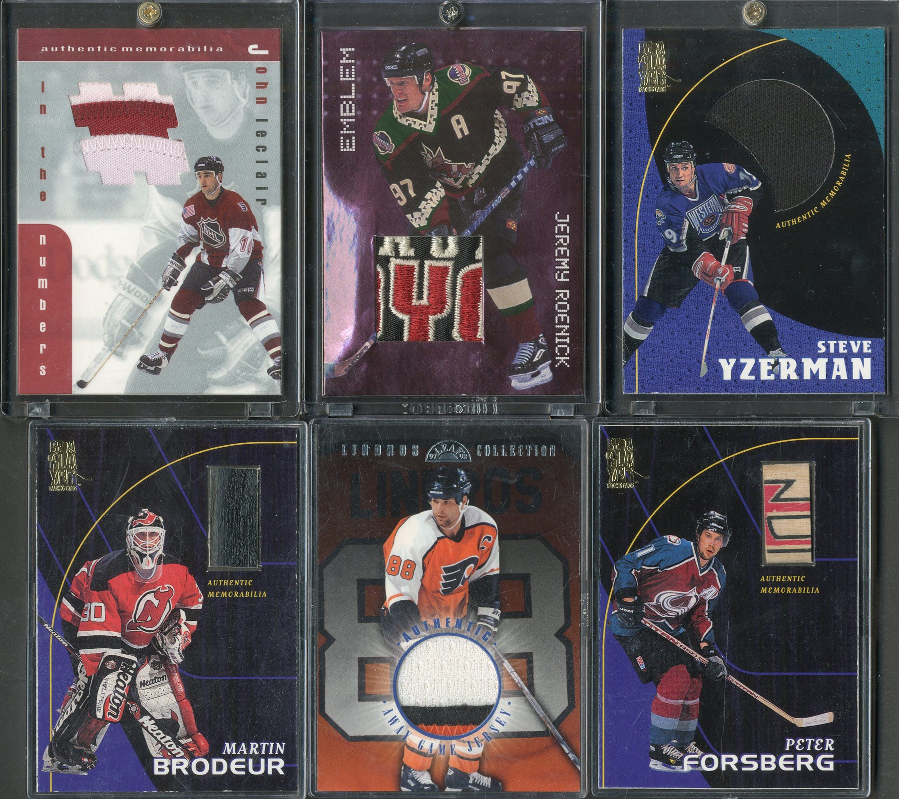 - Hockey Legends Game Worn Patch and Stick Inserts (6)
