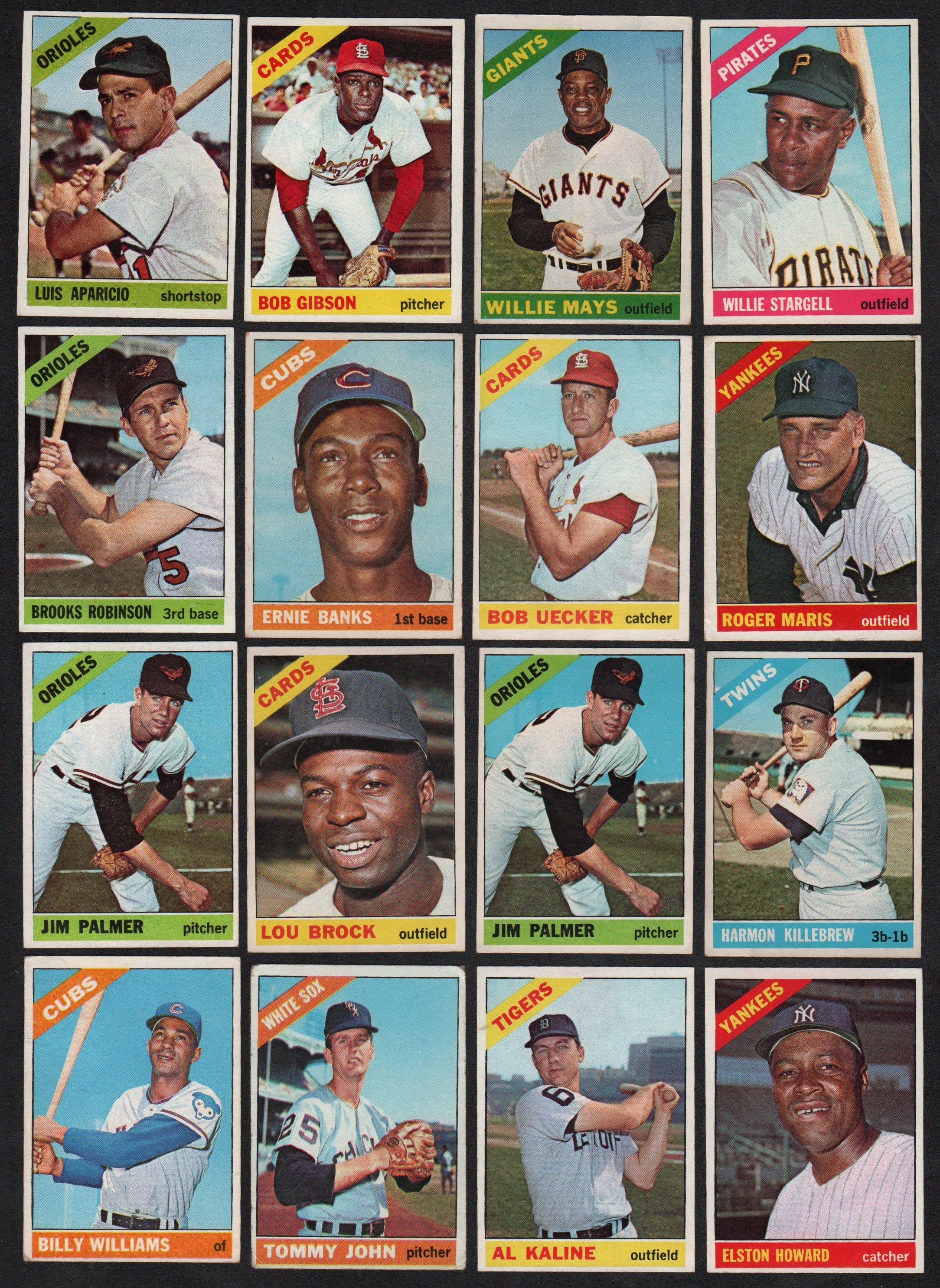 Baseball and Trading Cards - 1966 Topps HOFer and Superstar Lot of 25 with TWO Palmer Rookies