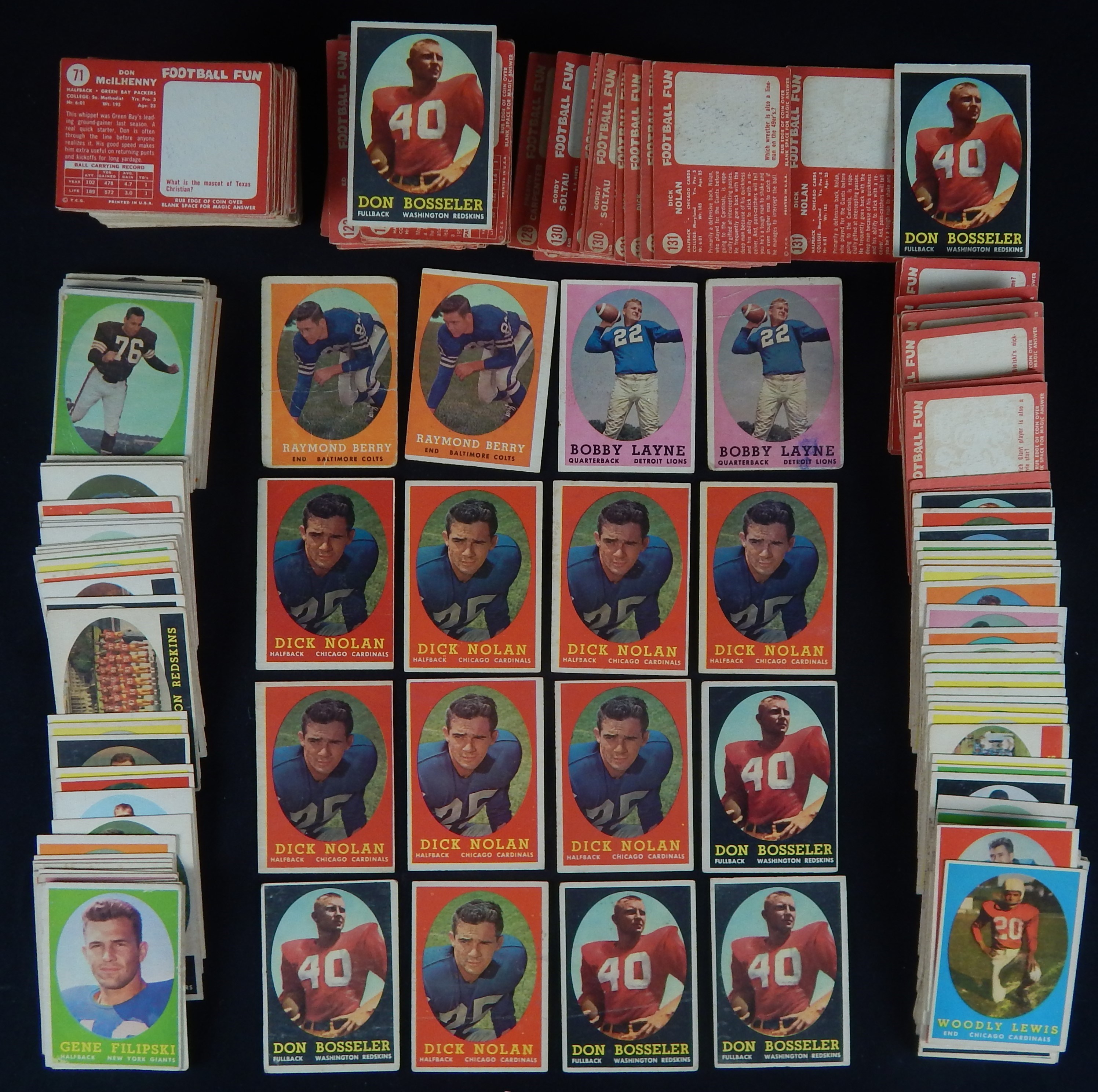 - 1958 Topps Football Collection of 350 Cards with TWO Partial Sets