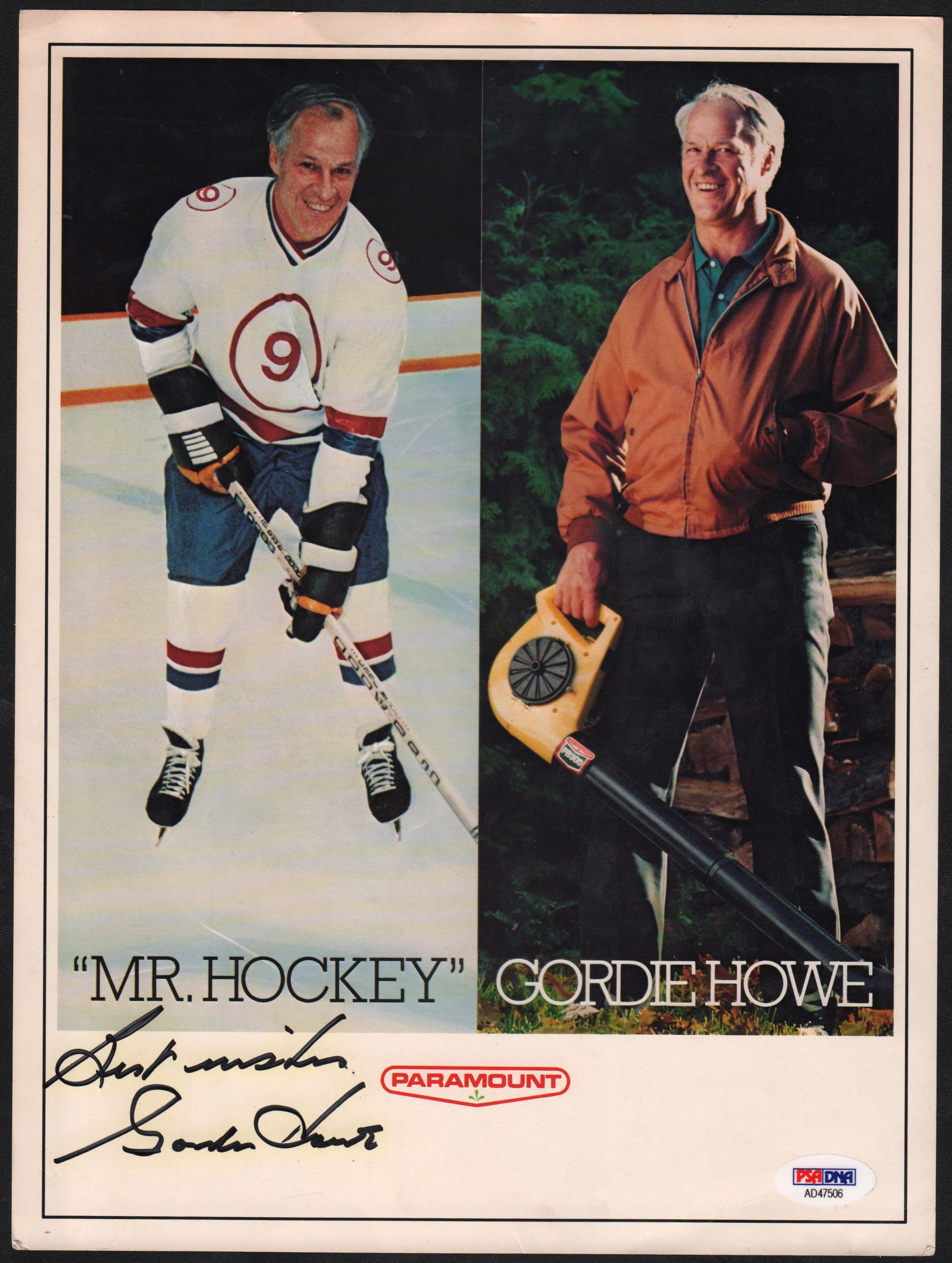 Hockey - 1970s Gordie Howe Signed Advertising Poster (PSA/DNA)