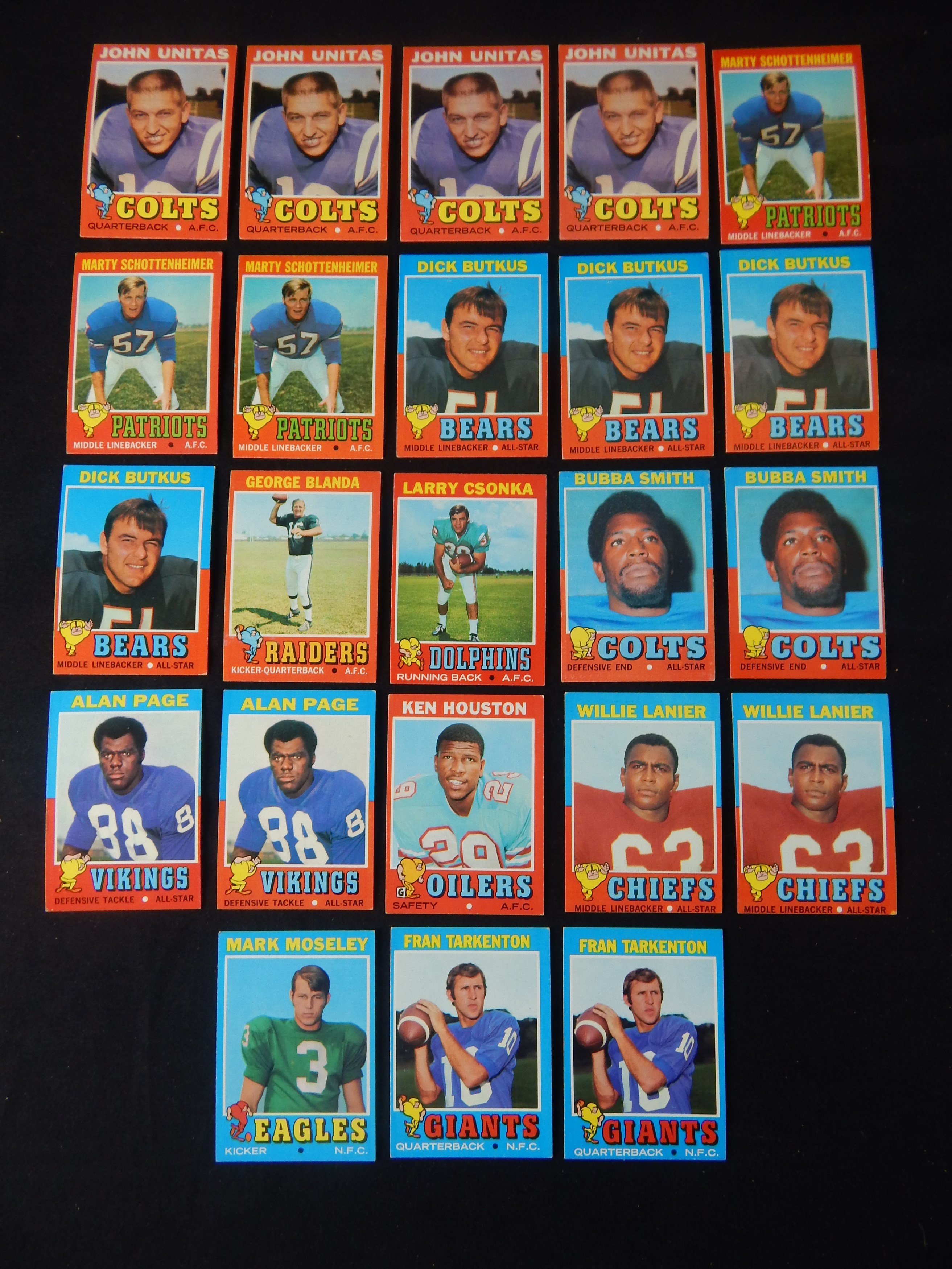 - 1971 Topps FOOTBALL Collection of 300 with Stars