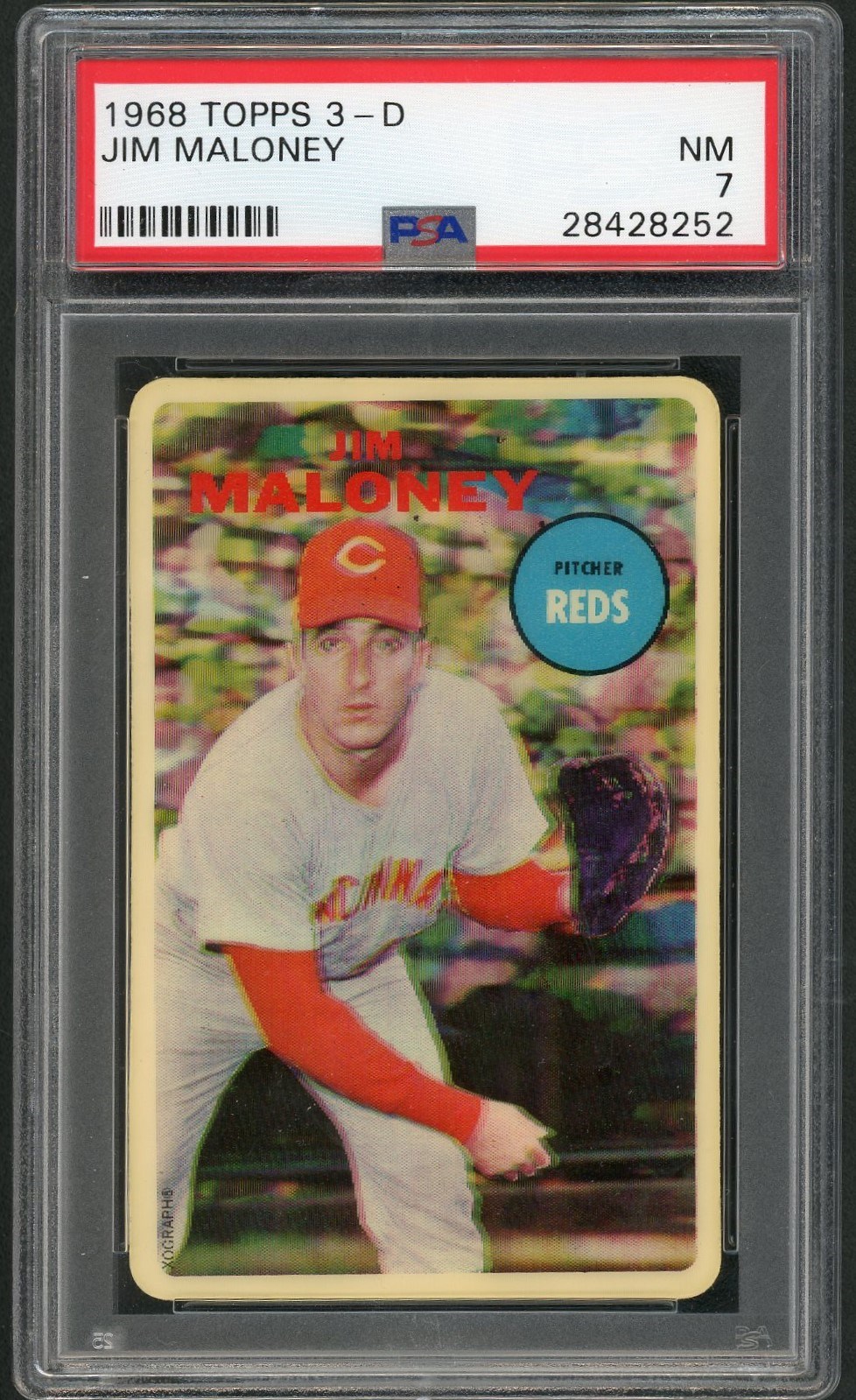 Baseball and Trading Cards - 1968 Topps 3-D Jim Maloney - PSA NM 7