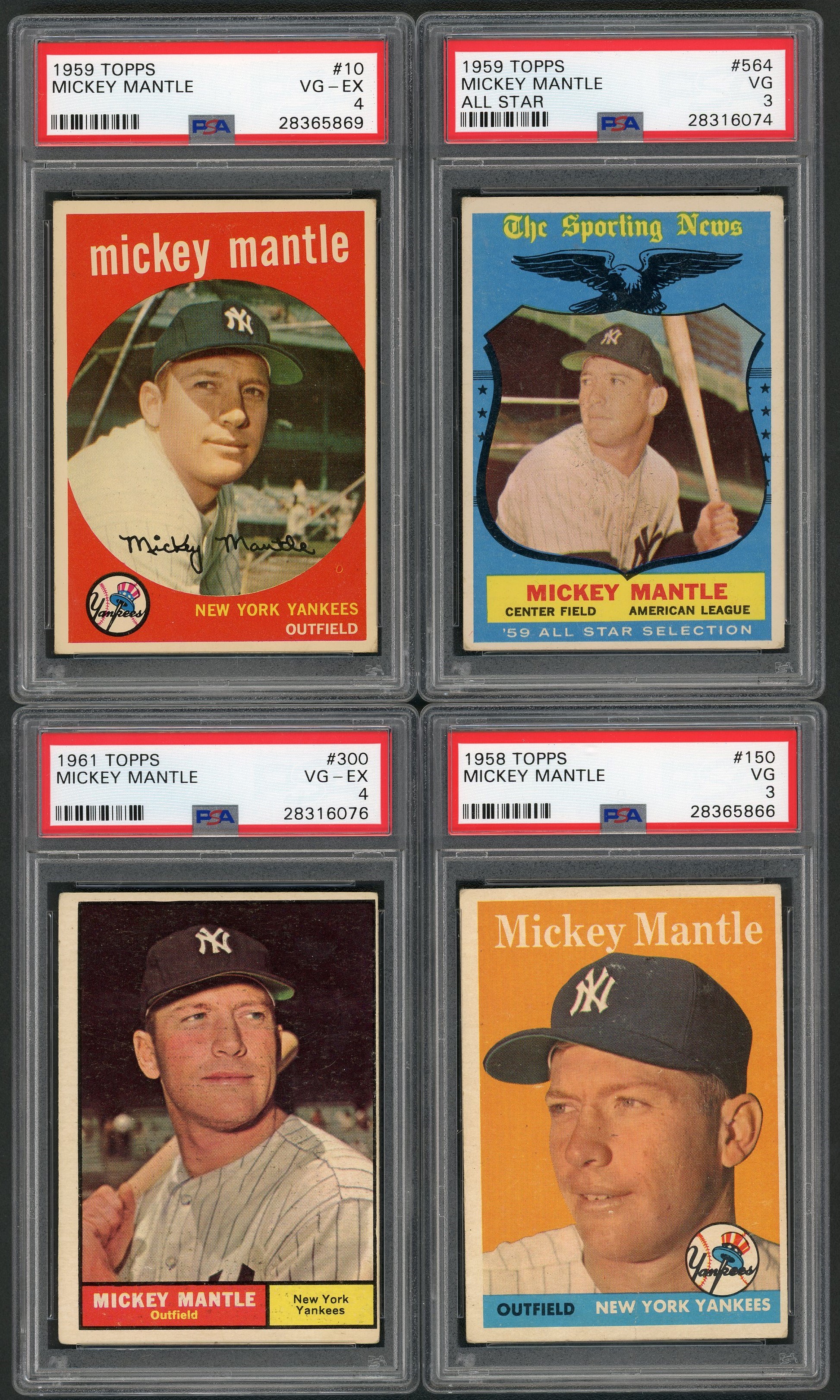 Baseball and Trading Cards - 1956-1969 Topps Mickey Mantle Collection of 10 PSA Graded Cards