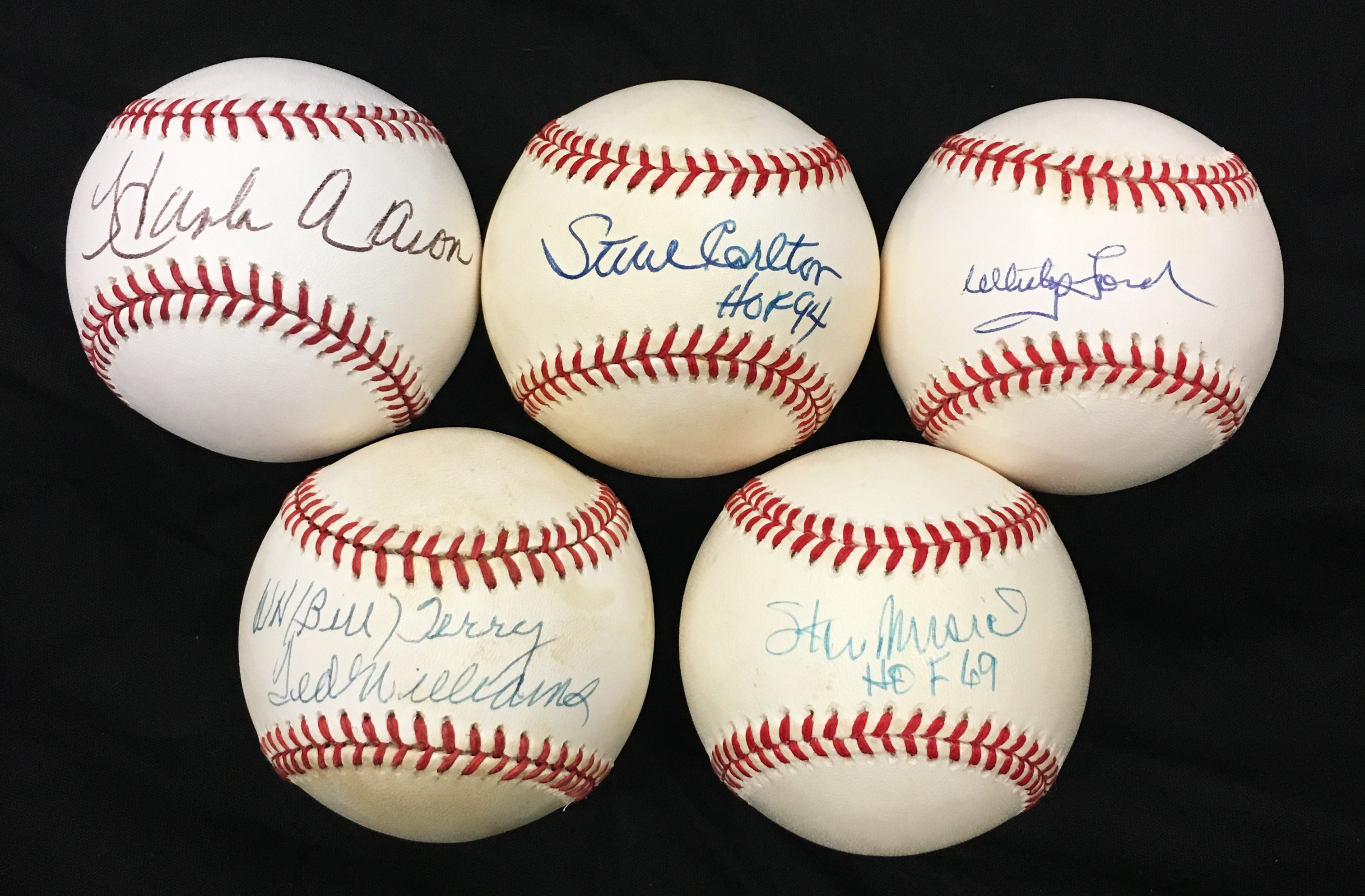 Hall of Fame Legends Signed Baseballs w/Ted Williams (5)
