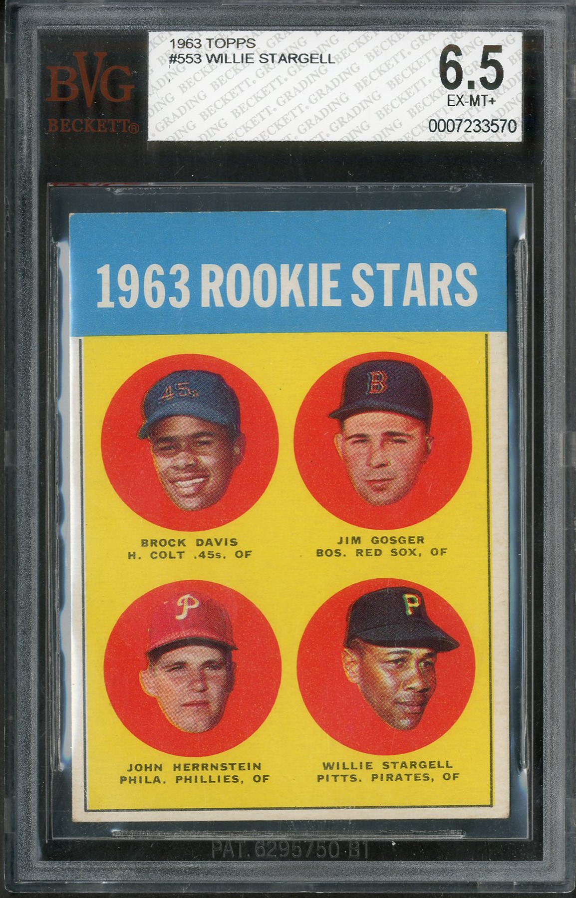 Baseball and Trading Cards - 1963 Topps #553 Willie Stargell Rookie - BVG EX-MT+ 6.5