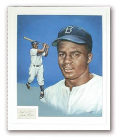 Jackie Robinson - Jackie Robinson Art Work & Signature (27x33" framed)