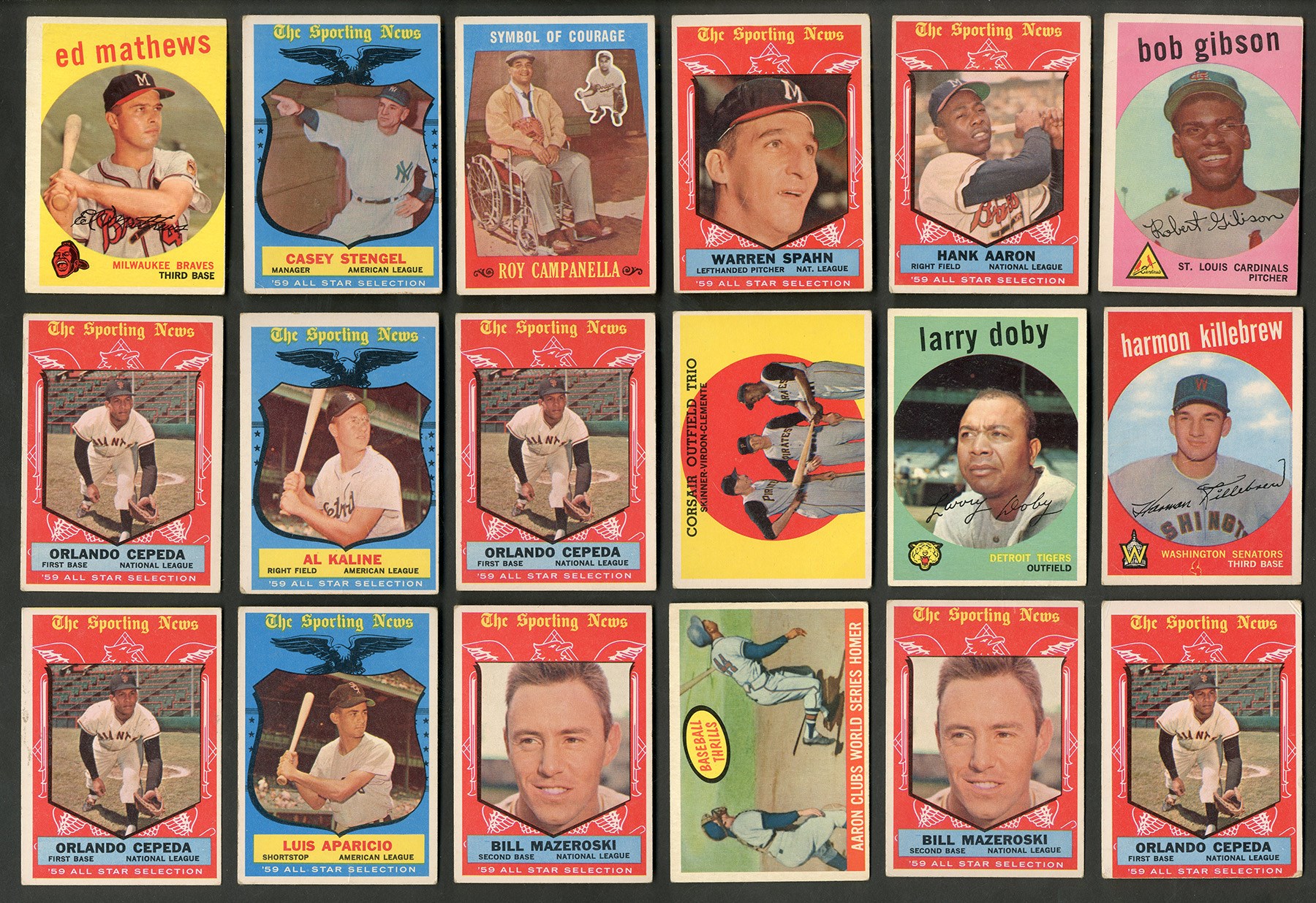 1959 Topps Baseball Partial Set with Gibson Rookie (350+ Cards)