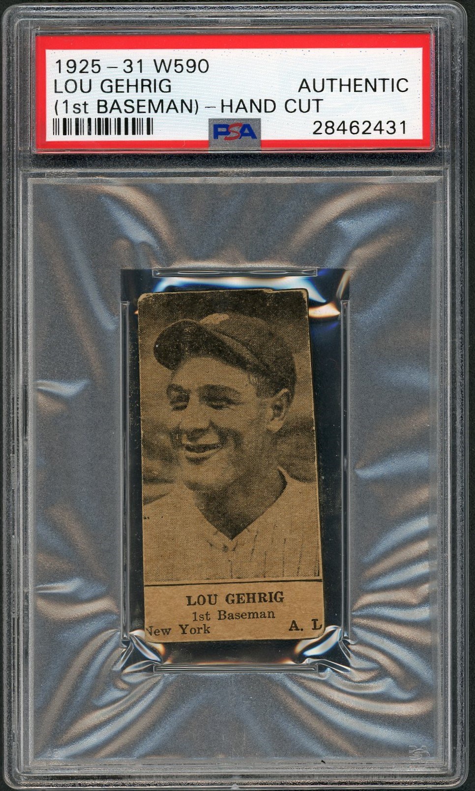 Baseball and Trading Cards - 1925-31 W590 Lou Gehrig (Hand Cut) - PSA AUTHENTIC