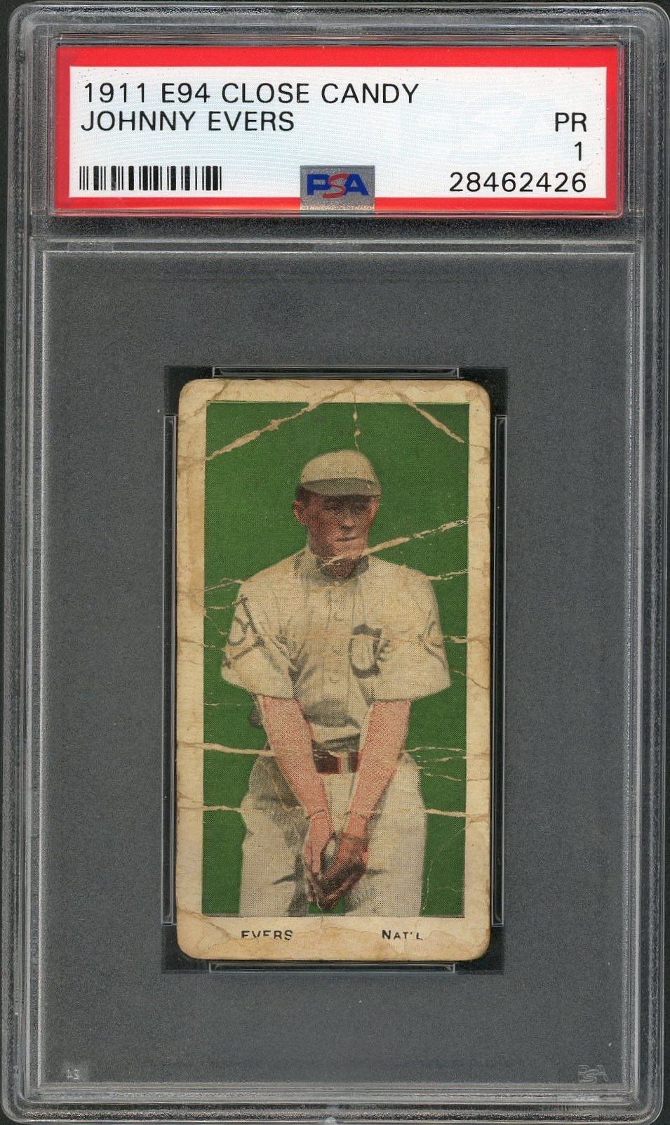 Baseball and Trading Cards - 1911 E94 Close Candy Johnny Evers - PSA PR 1