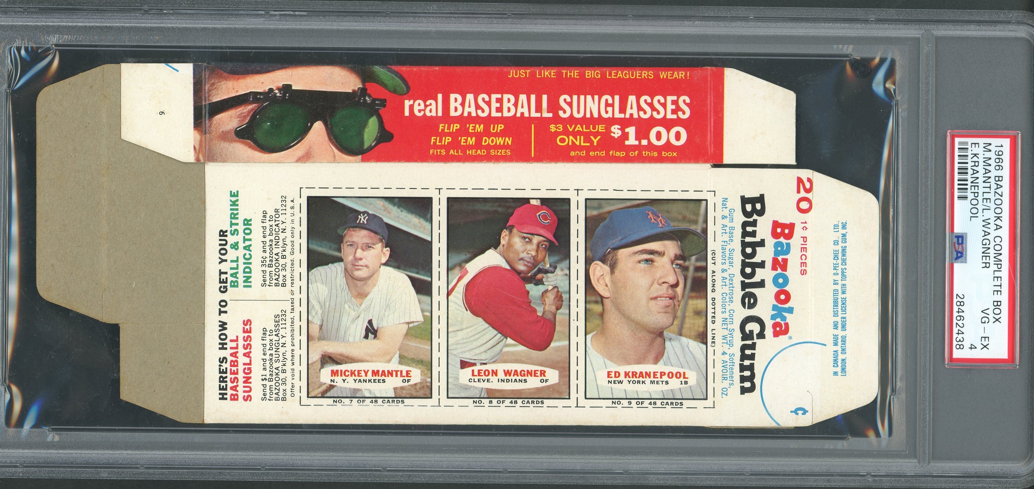 - 1966 Bazooka Complete Box with Mickey Mantle - PSA VG-EX 4