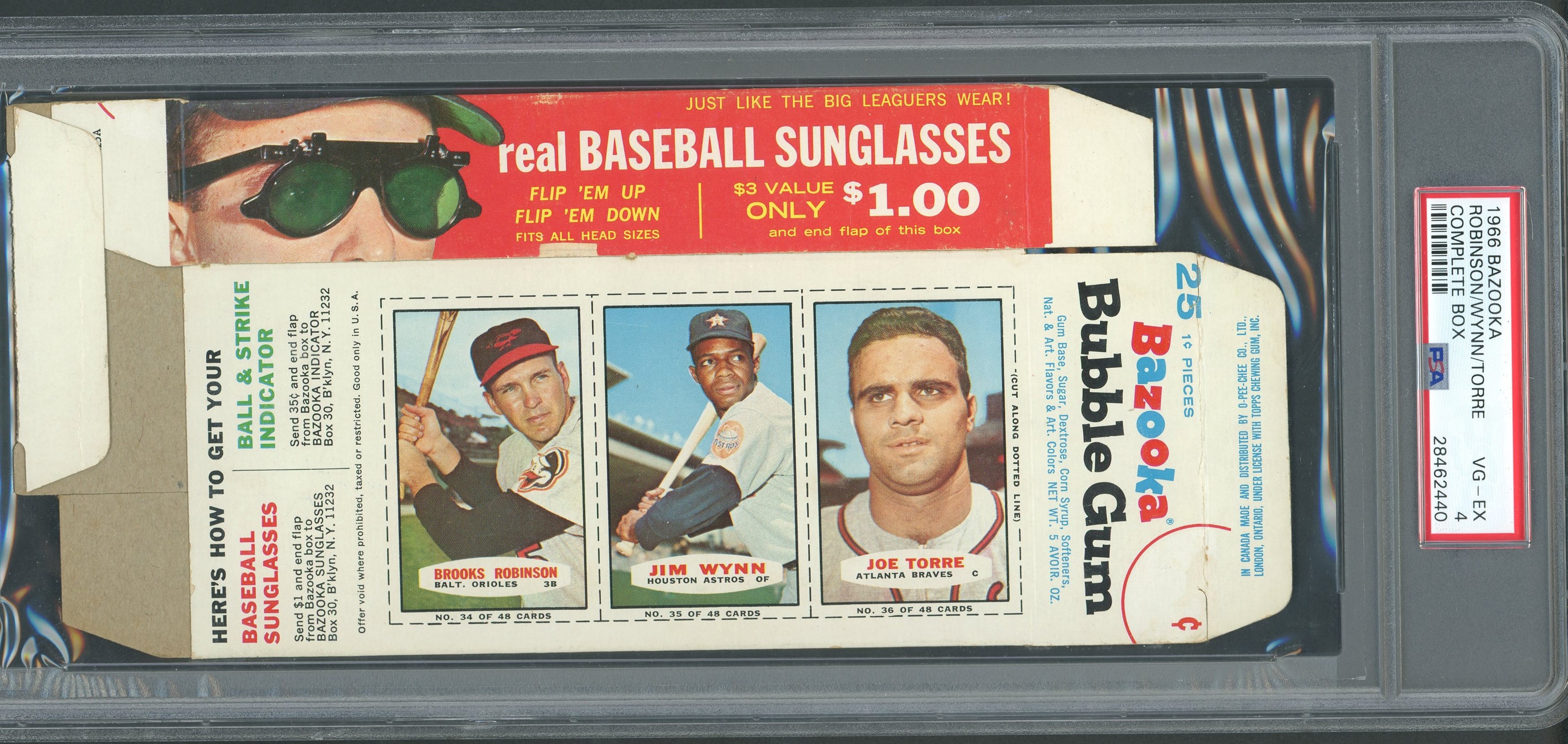 Baseball and Trading Cards - 1966 Bazooka Complete Box with Brooks Robinson and Joe Torre - PSA VG-EX 4