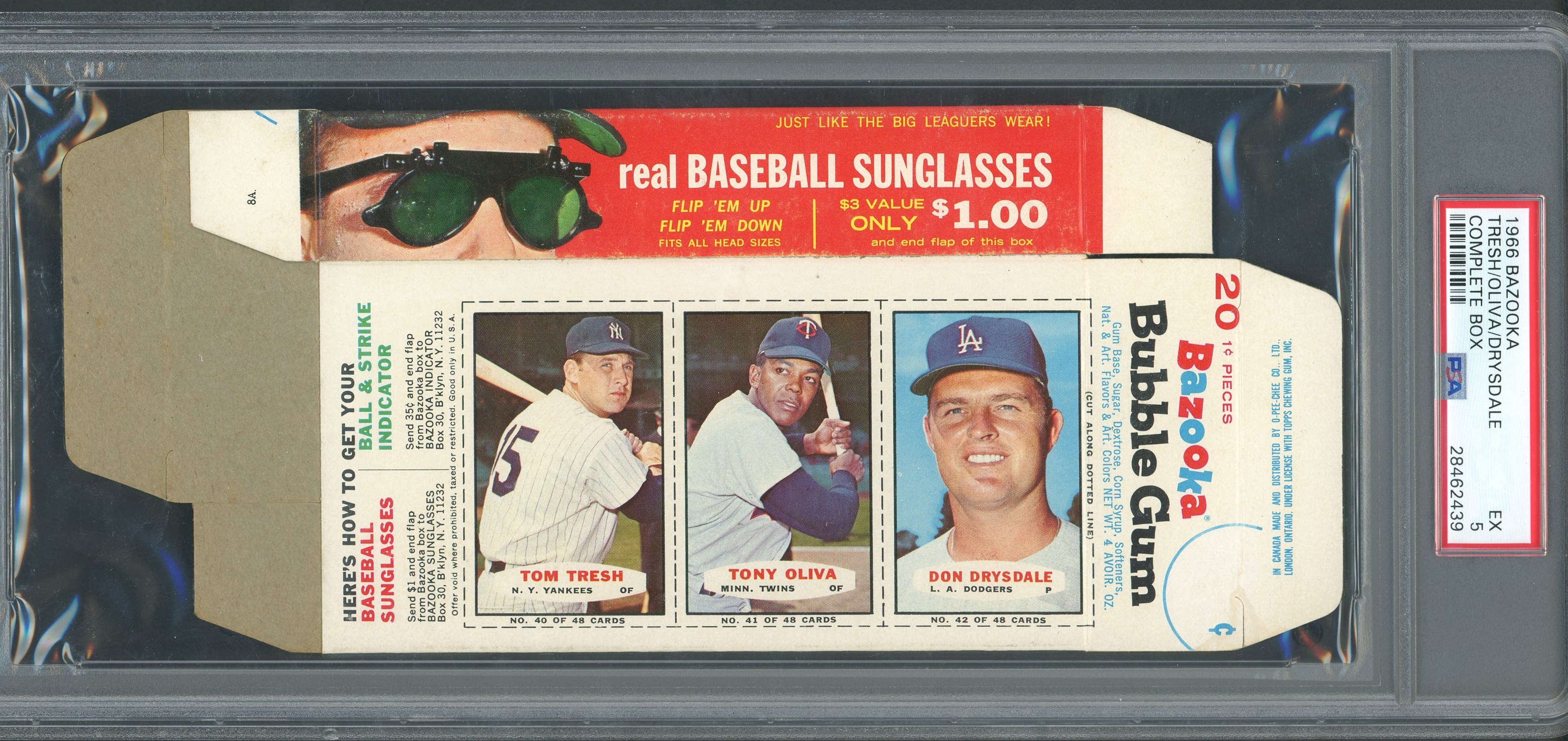 Baseball and Trading Cards - 1966 Bazooka Complete Box with Don Drysdale - PSA VG-EX 4