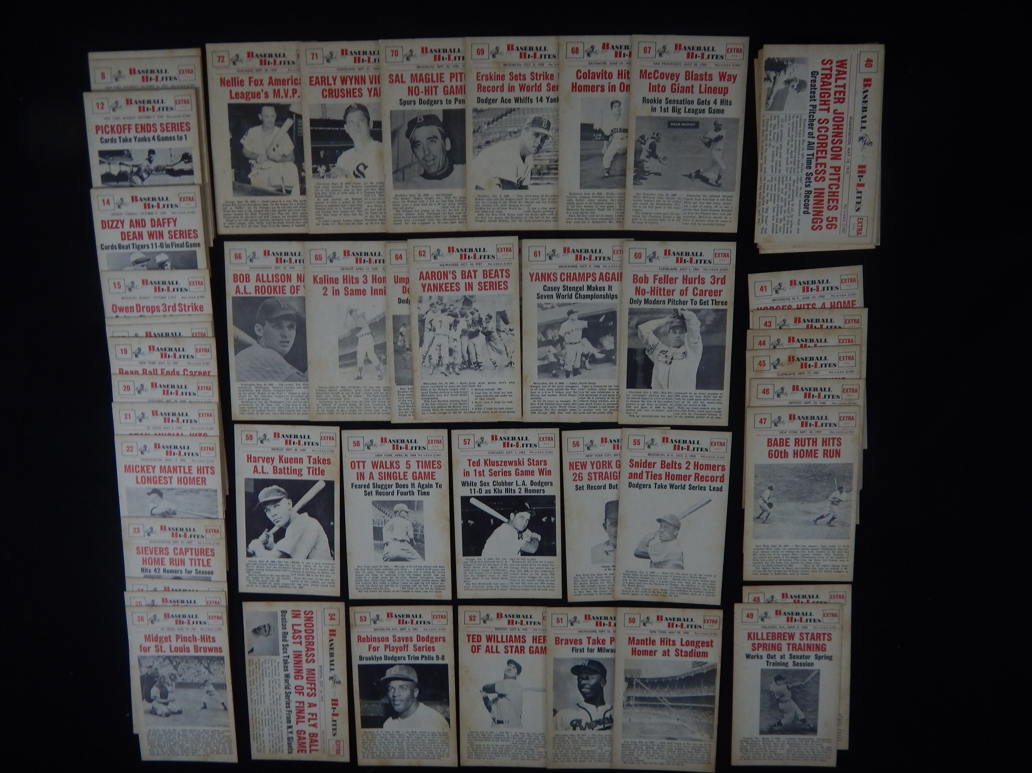1960 Nu Cards Hi Lites Complete Set of 72 Cards