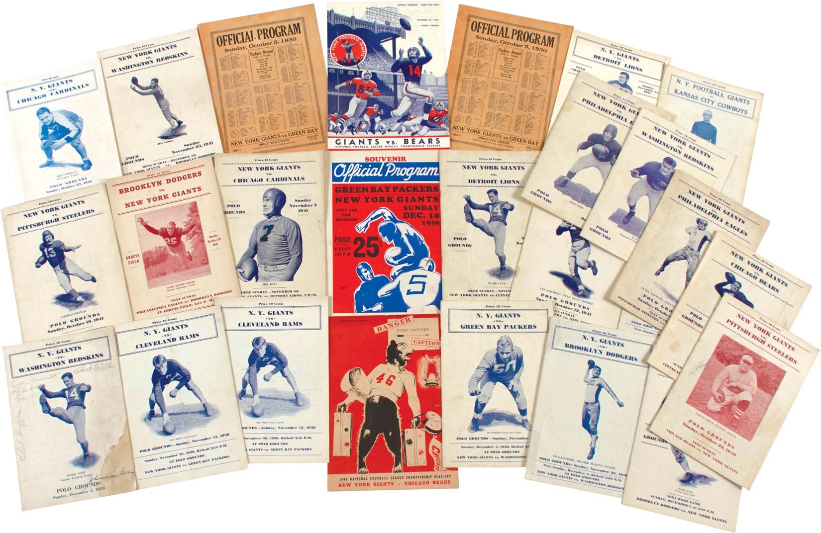 Tremendous 1926-68 New York Giants Program Archive w/NFL Championships (120+)