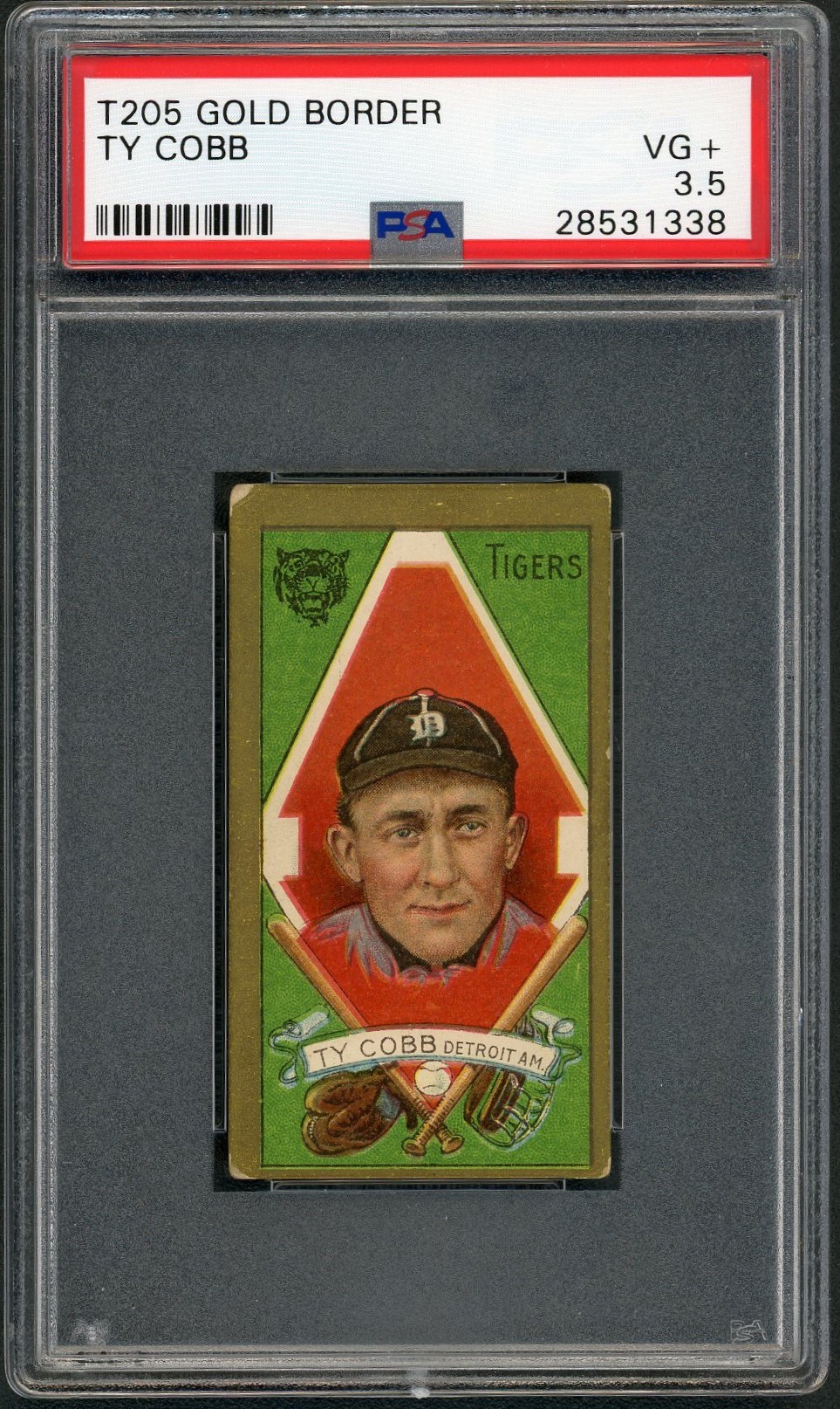 Baseball and Trading Cards - 1911 T205 Ty Cobb Gold Border - PSA VG+ 3.5