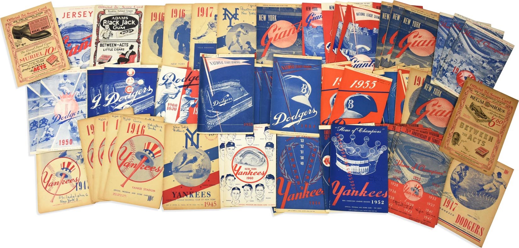 NY Yankees, Giants & Mets - 1920s-50s Yankees, Dodgers & Giants Program Collection (75)