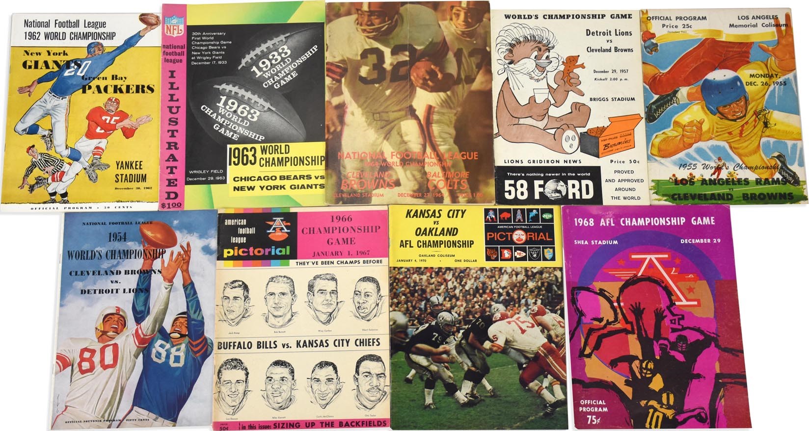 - 1950s-70s NFL & AFL Championship Game Programs (9)