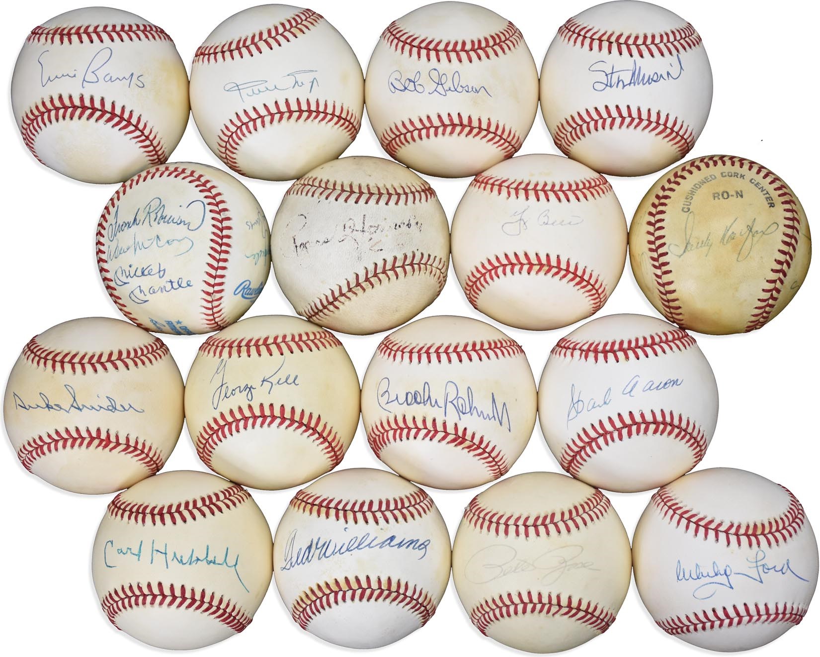 Baseball Autographs - Nice Signed Baseball Collection w/Rogers Hornsby Single-Signed, 500 HR Club & Clemente (40+)