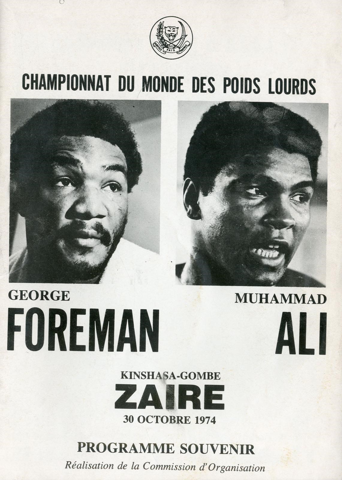 - 1974 Muhammad Ali vs. George Foreman "Rumble in the Jungle" On-Site Program