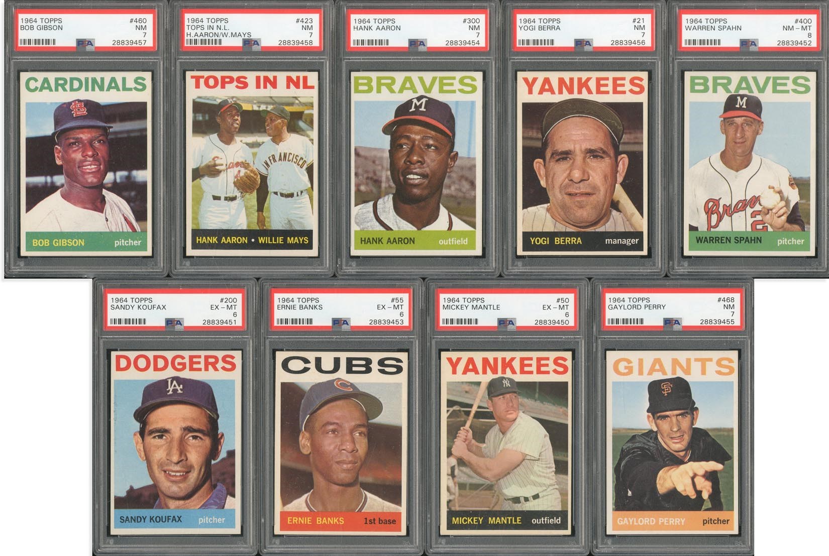 Baseball and Trading Cards - 1964 Topps Complete Set of 587 Cards with 9 PSA Graded
