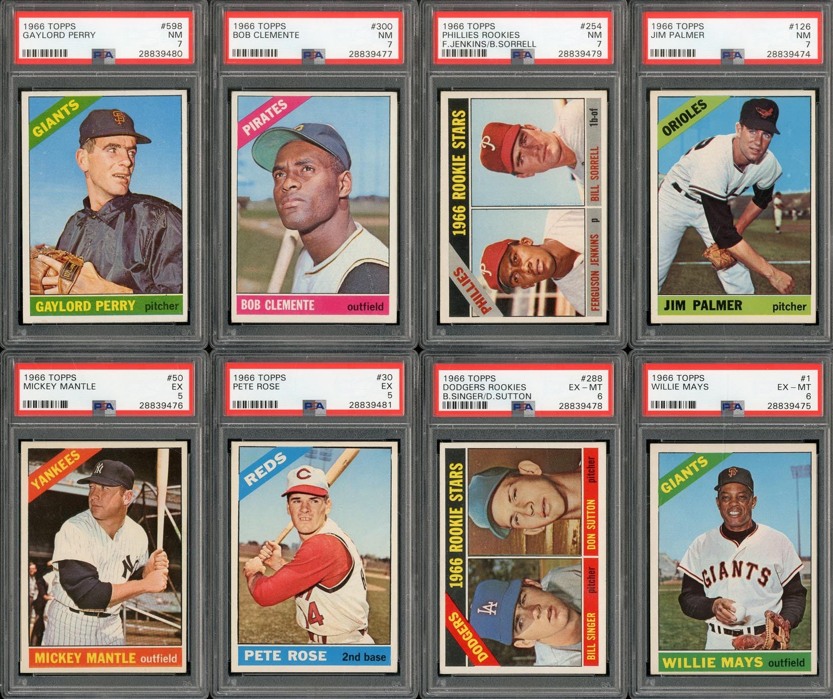 - 1966 Topps Complete Set of 598 cards with 8 PSA Graded