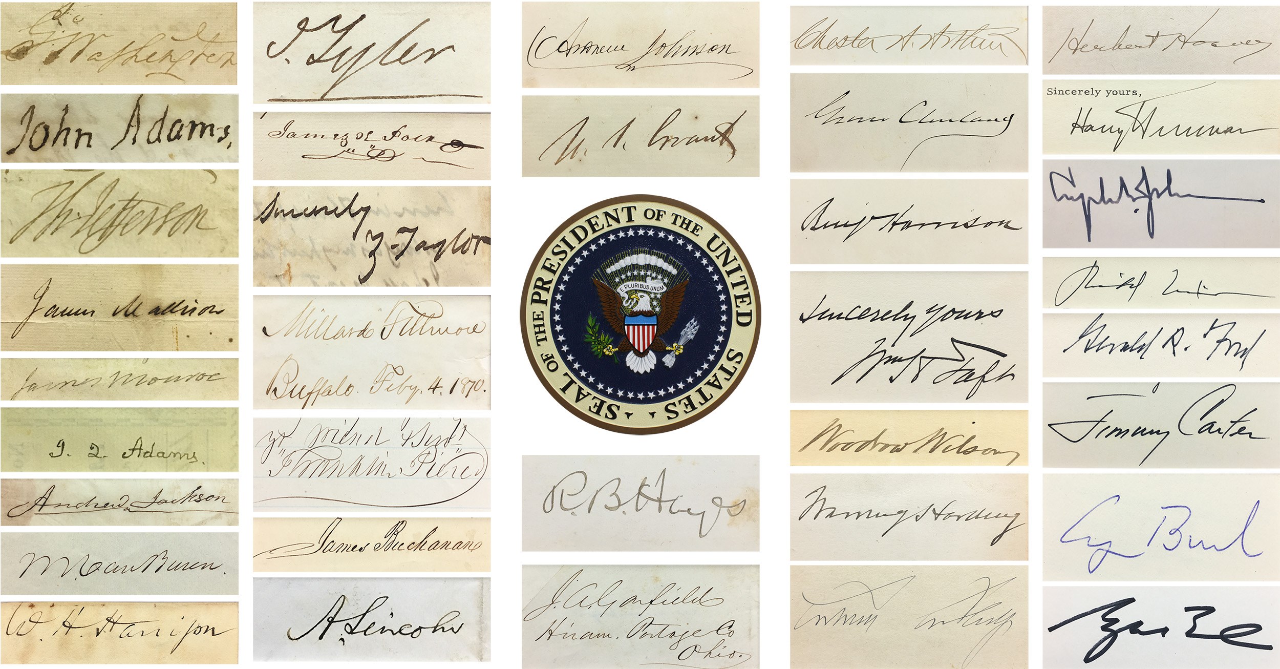 Rock And Pop Culture - Near-Complete Set of Presidential Autographs feat. Washington, Lincoln & Jefferson - 36/45 (PSA)