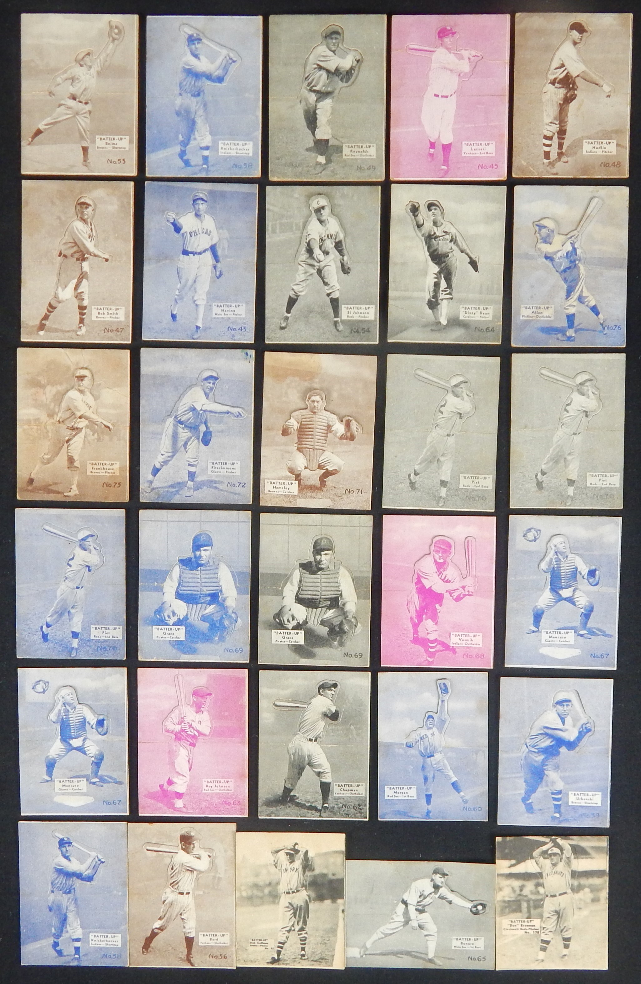 - 1934-36 "Batter Up" Collection of 30 cards w/Lazzeri and Dean