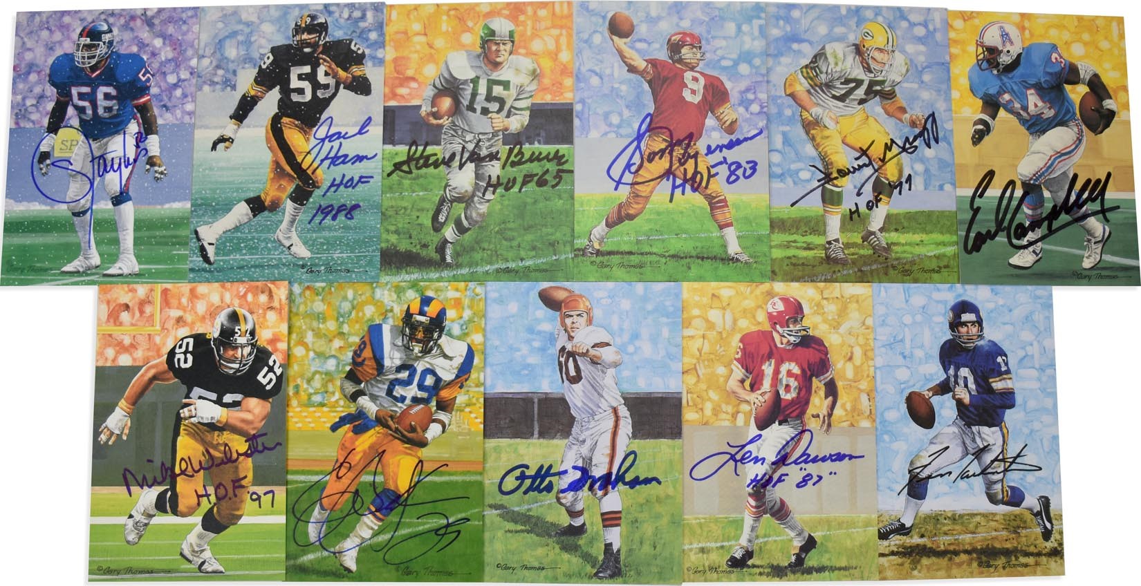 Football - 1989-2015 Hall of Fame Goal Line Art Complete & Near-Complete Sets Collection - 140+ Signed (360+ Total)