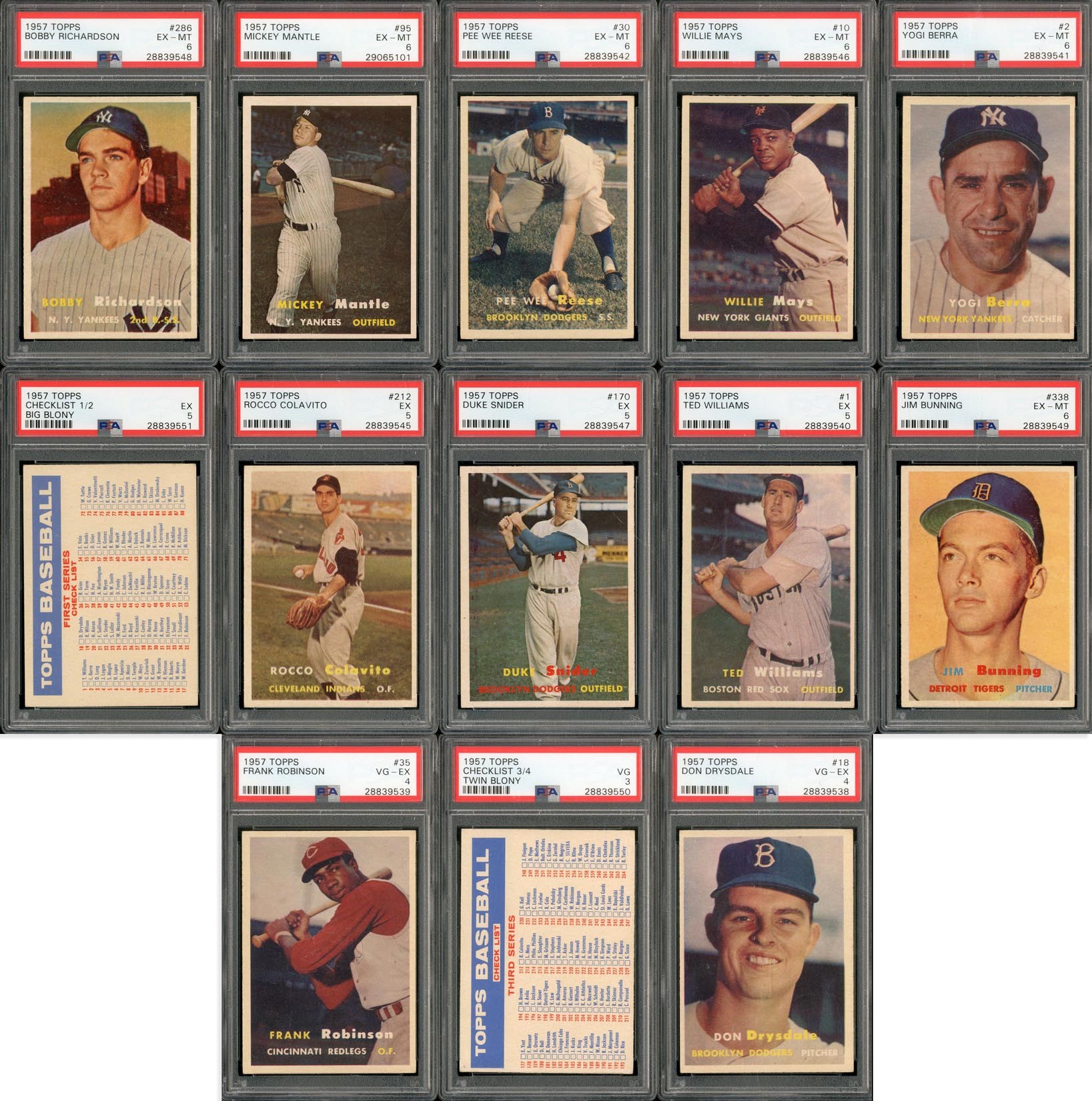 Baseball and Trading Cards - 1957 Topps HIGH GRADE Near-Complete Set with 14 PSA Graded