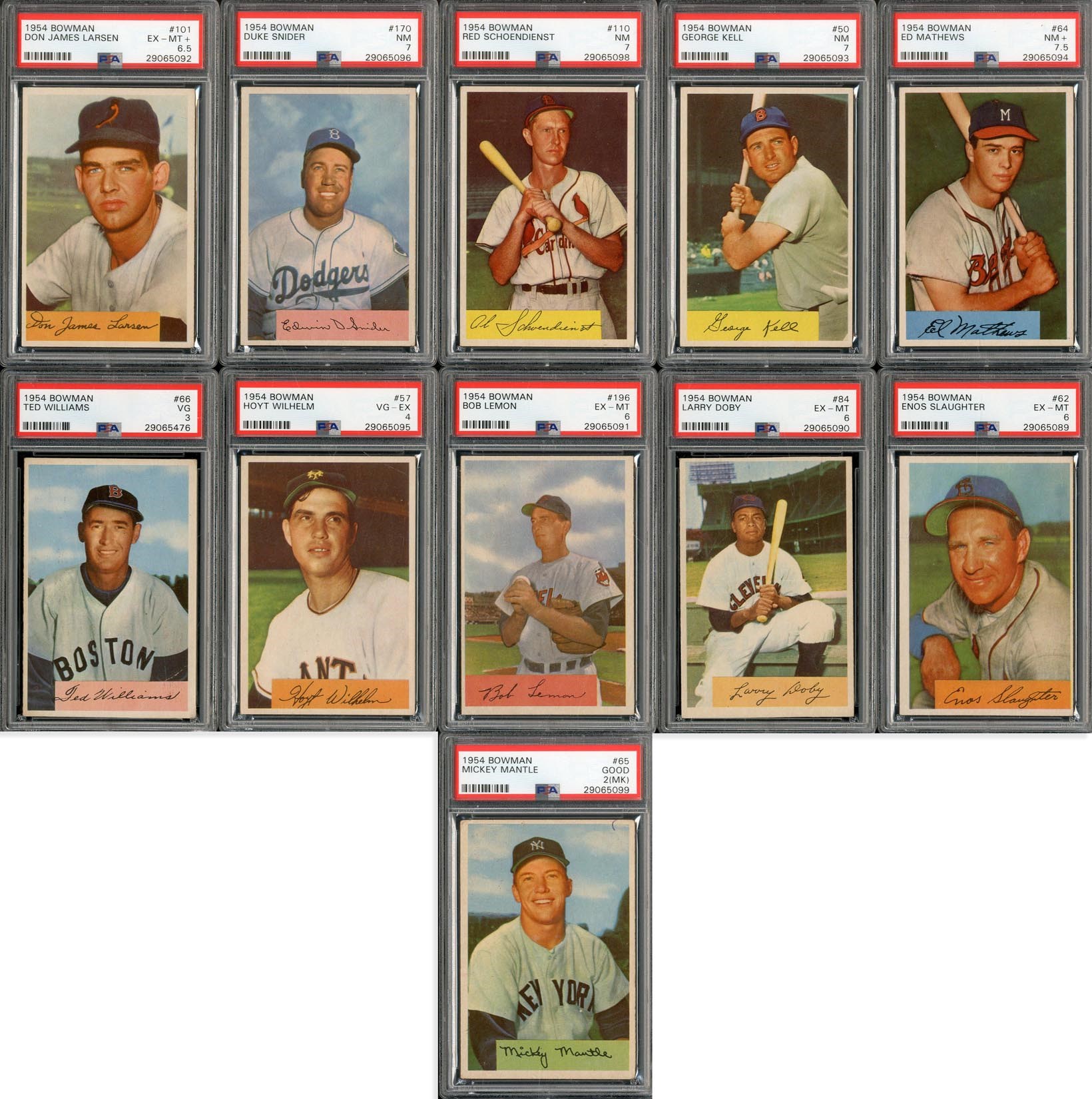 Baseball and Trading Cards - 1954 Bowman Partial Set (178/224 Cards) with #66 Ted Williams