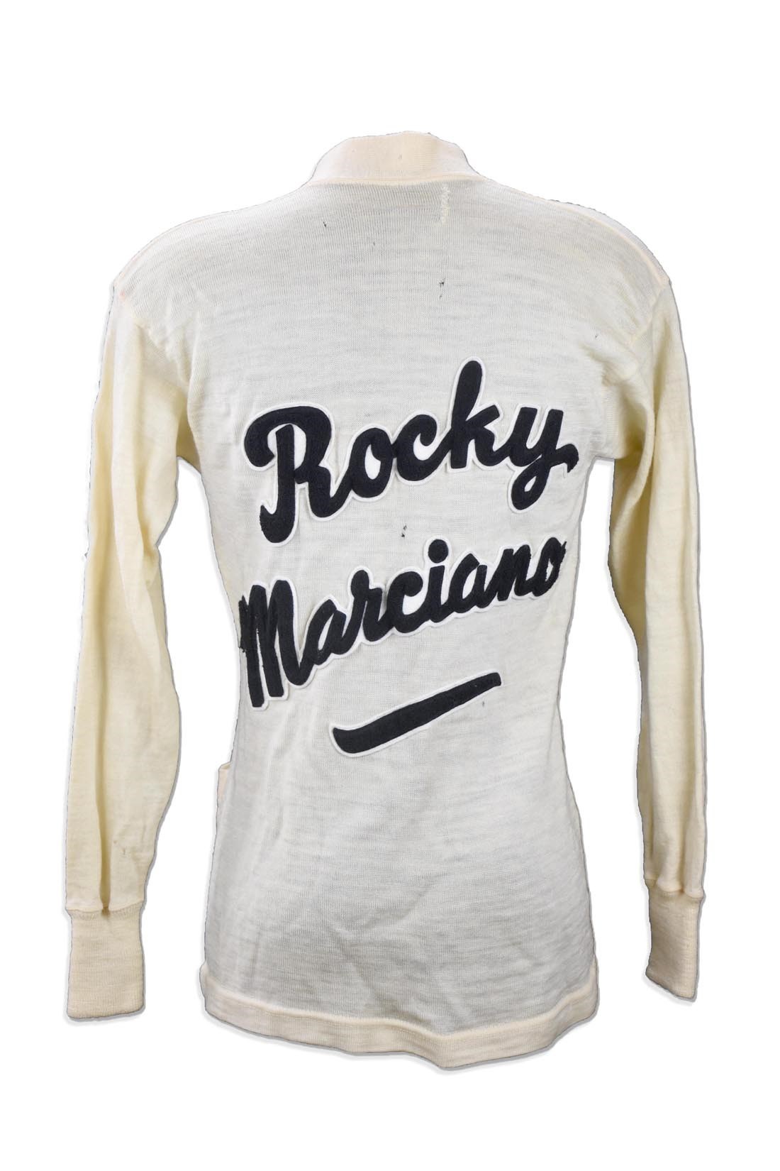 - 1953 Rocky Marciano v. Jersey Joe Walcott Cornerman’s Sweater (ex-Bentley Family)