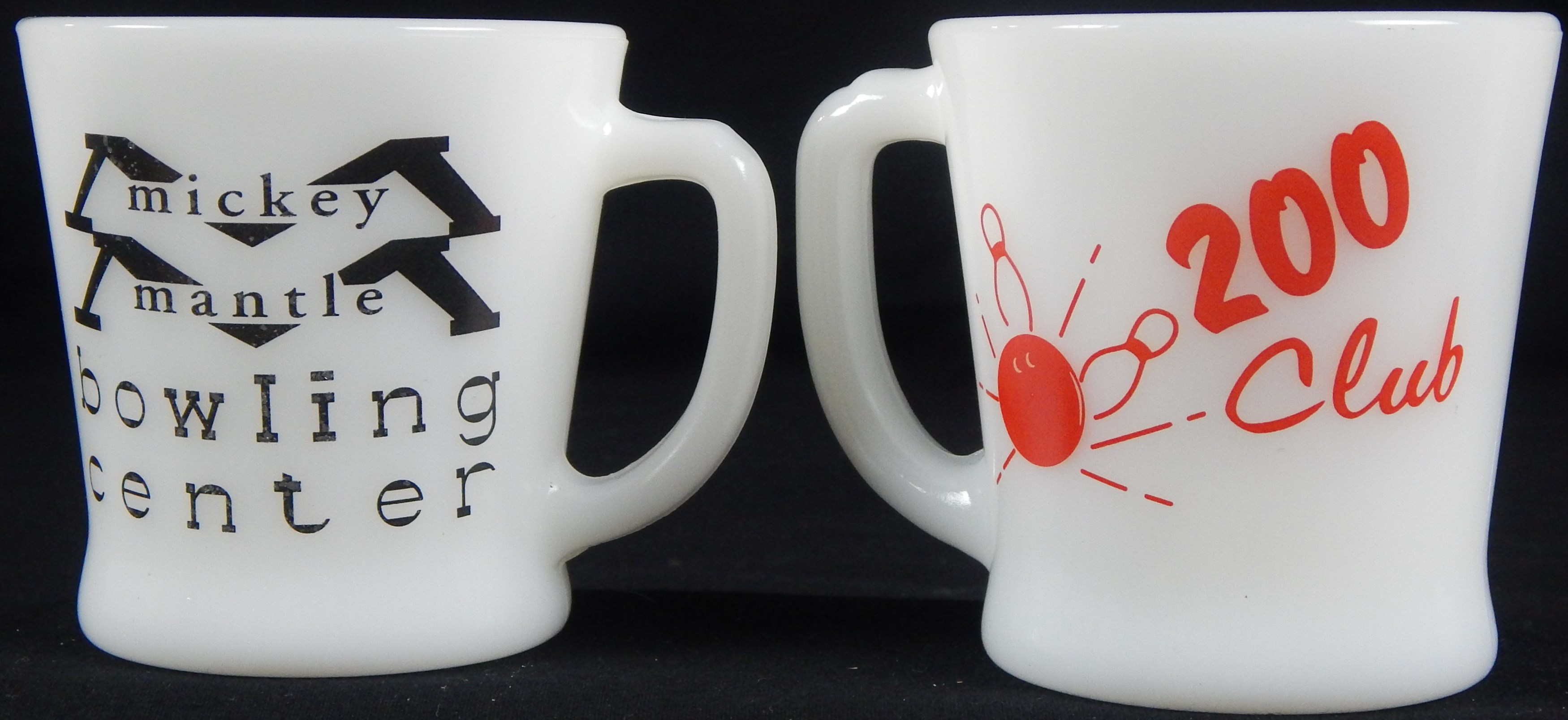 - Circa 1961 Mickey Mantle Bowling Alley 200 & 300 Game Coffee Cups (2)