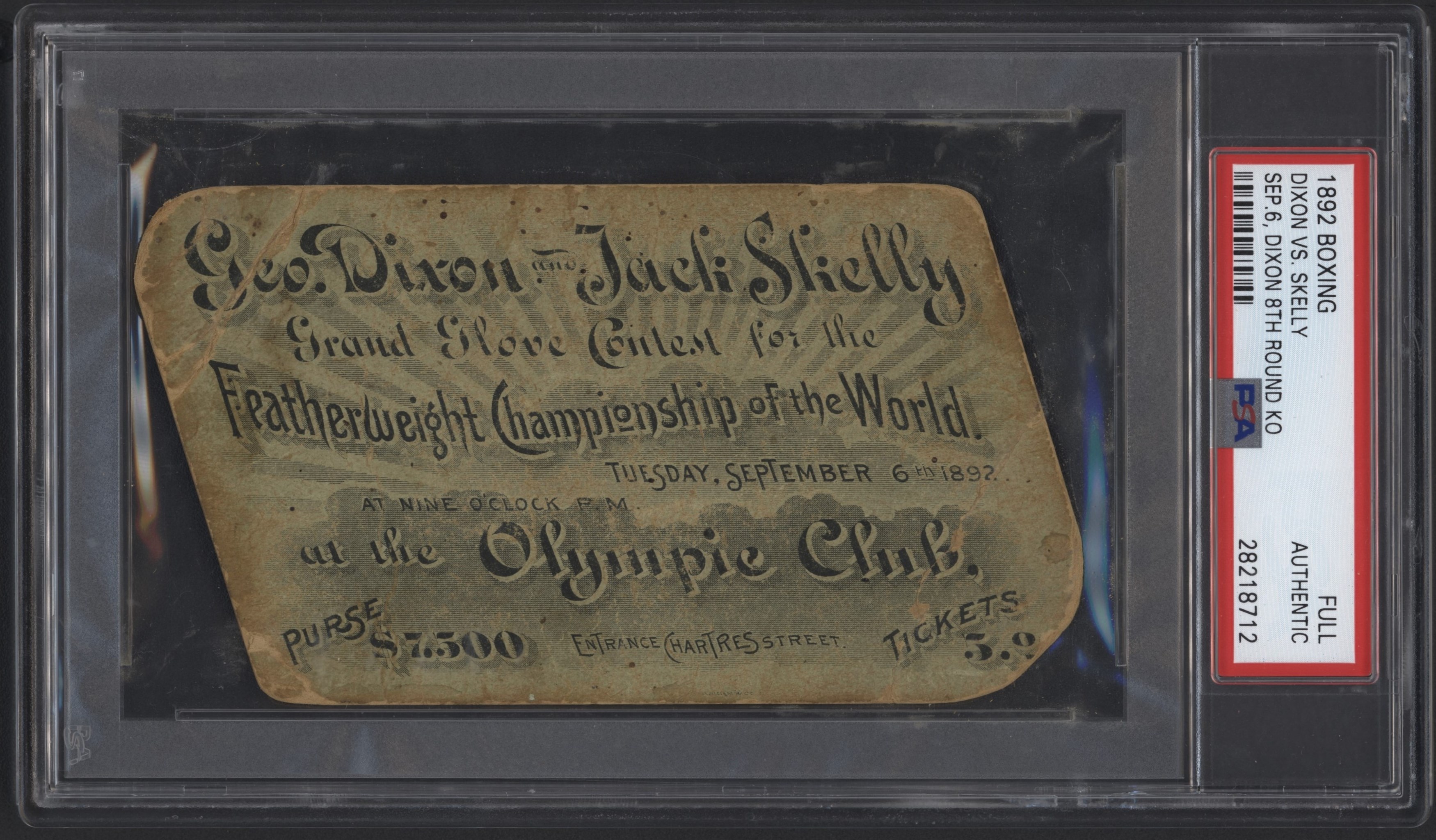 Tickets - 1892 George Dixon vs. Jack Skelly Full Ticket