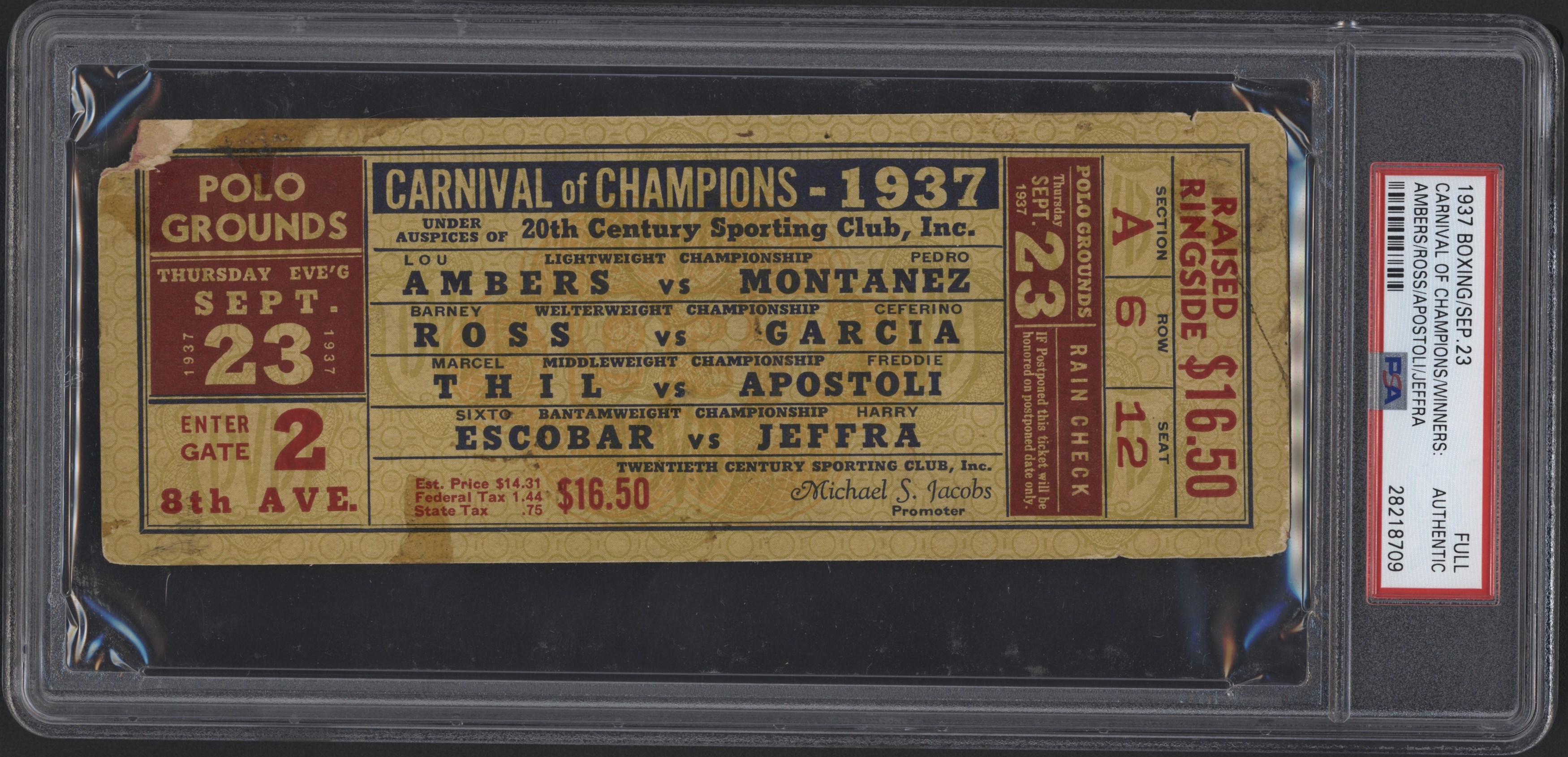 - 1937 Carnival of Champions Full Ticket