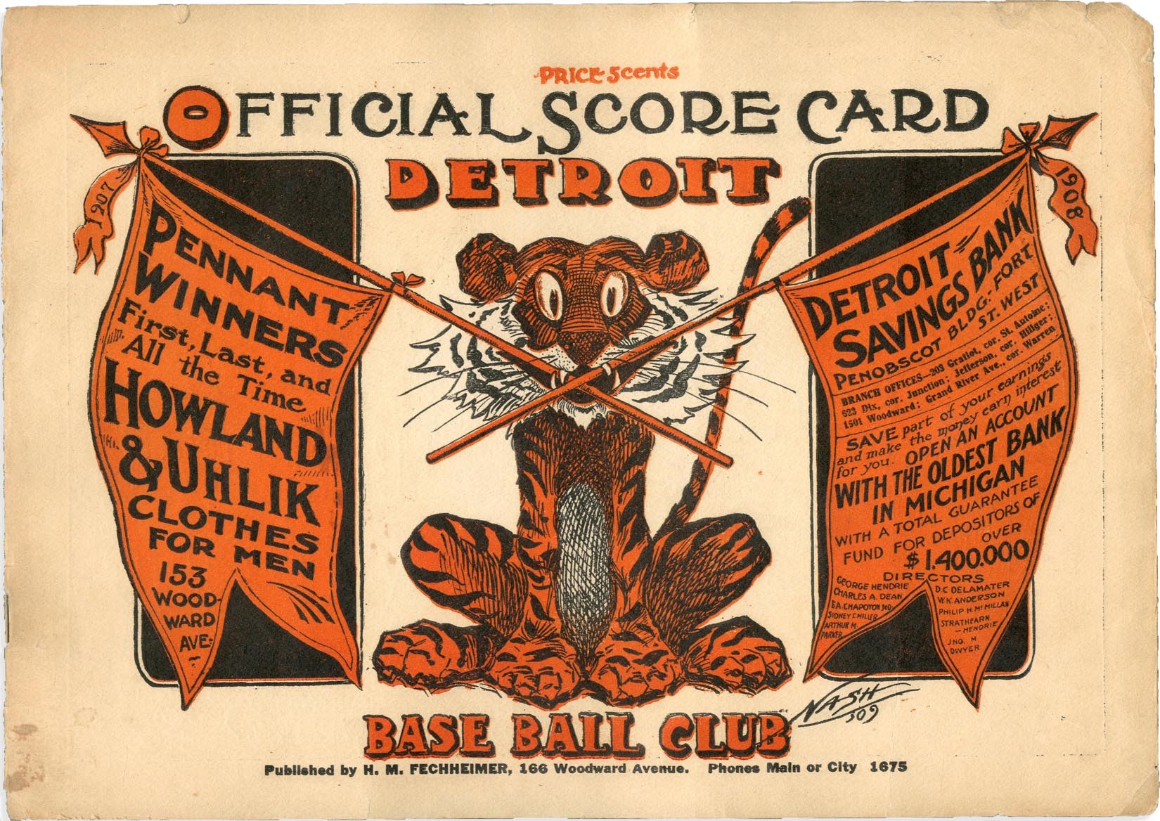 Ty Cobb and Detroit Tigers - 1909 Detroit Tigers Program