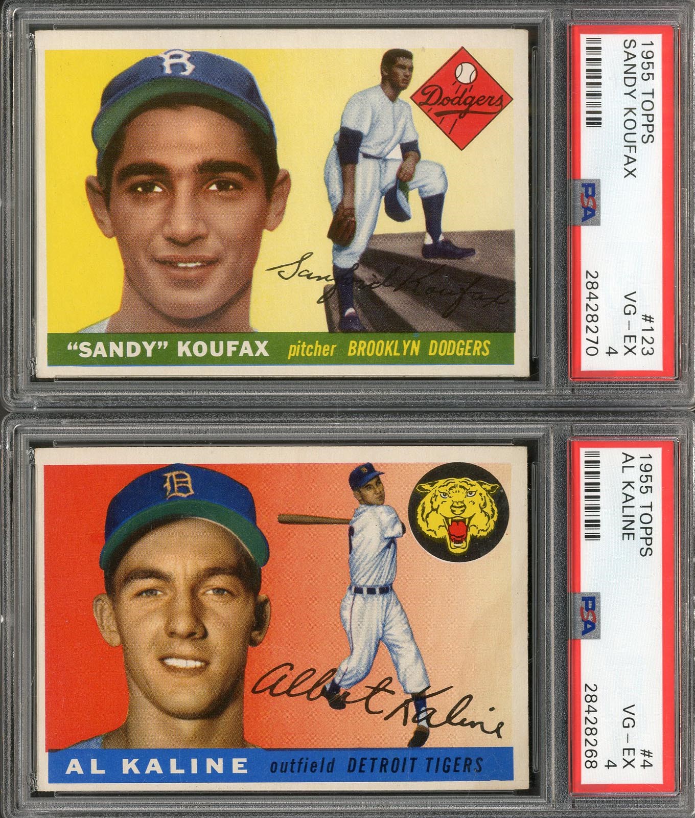 - 1955 Topps PSA Graded Pair with Koufax and Kaline