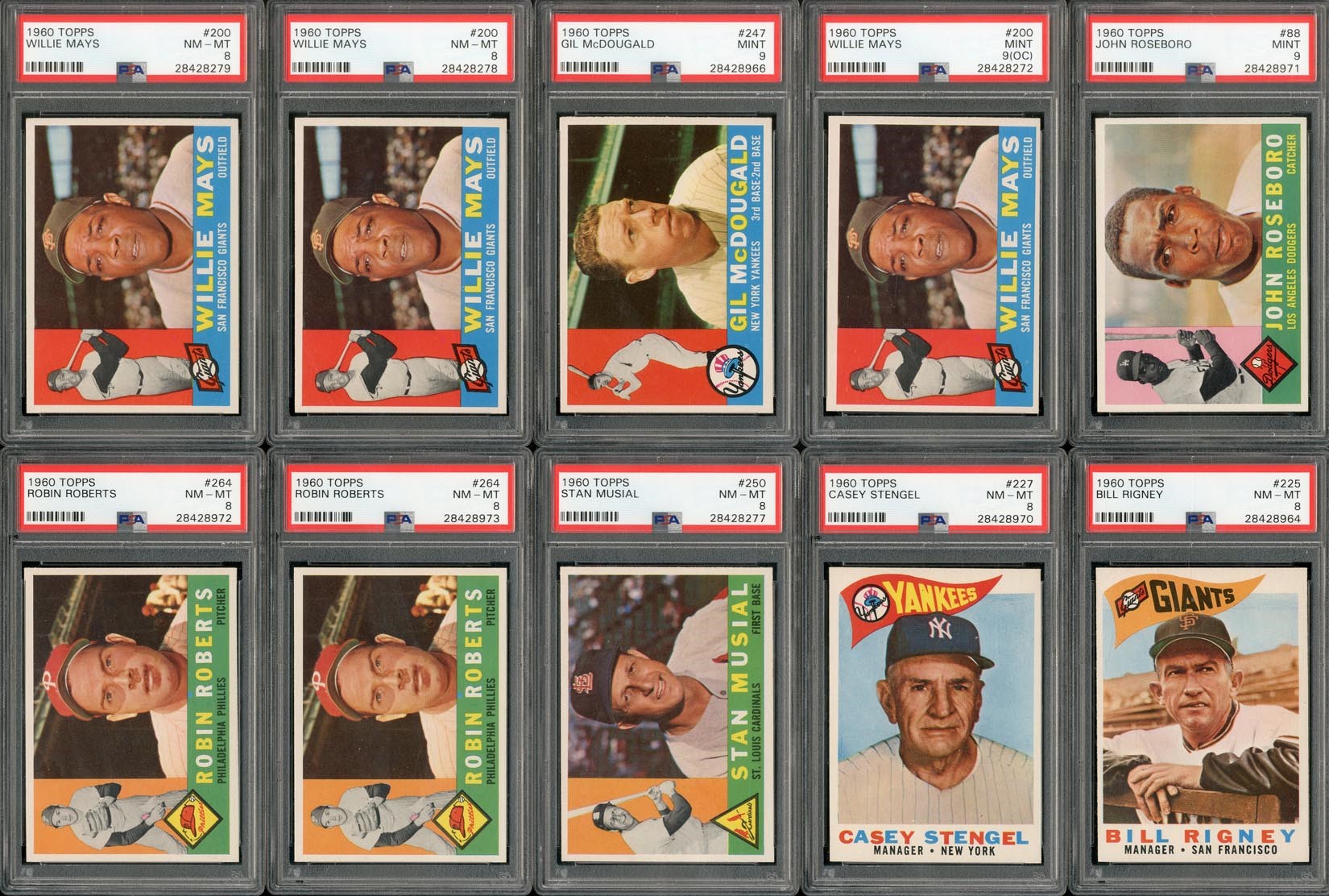 Baseball and Trading Cards - 1960-1961 Topps HIGH GRADE PSA Collection with Mays and Musial