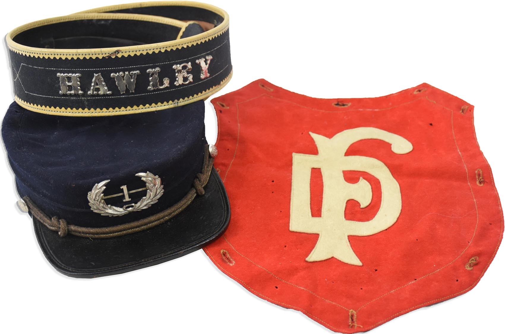 Rock And Pop Culture - 19th Century Fireman's Bib Front, Hat & Belt - Undeniable Baseball "Look"