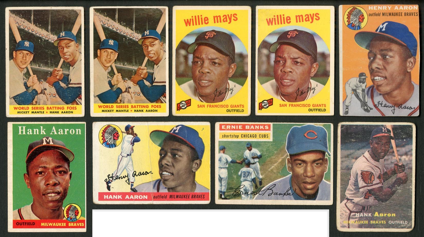 Baseball and Trading Cards - 1954-1959 Topps Collection (141) with 10 Cards of Hank Aaron