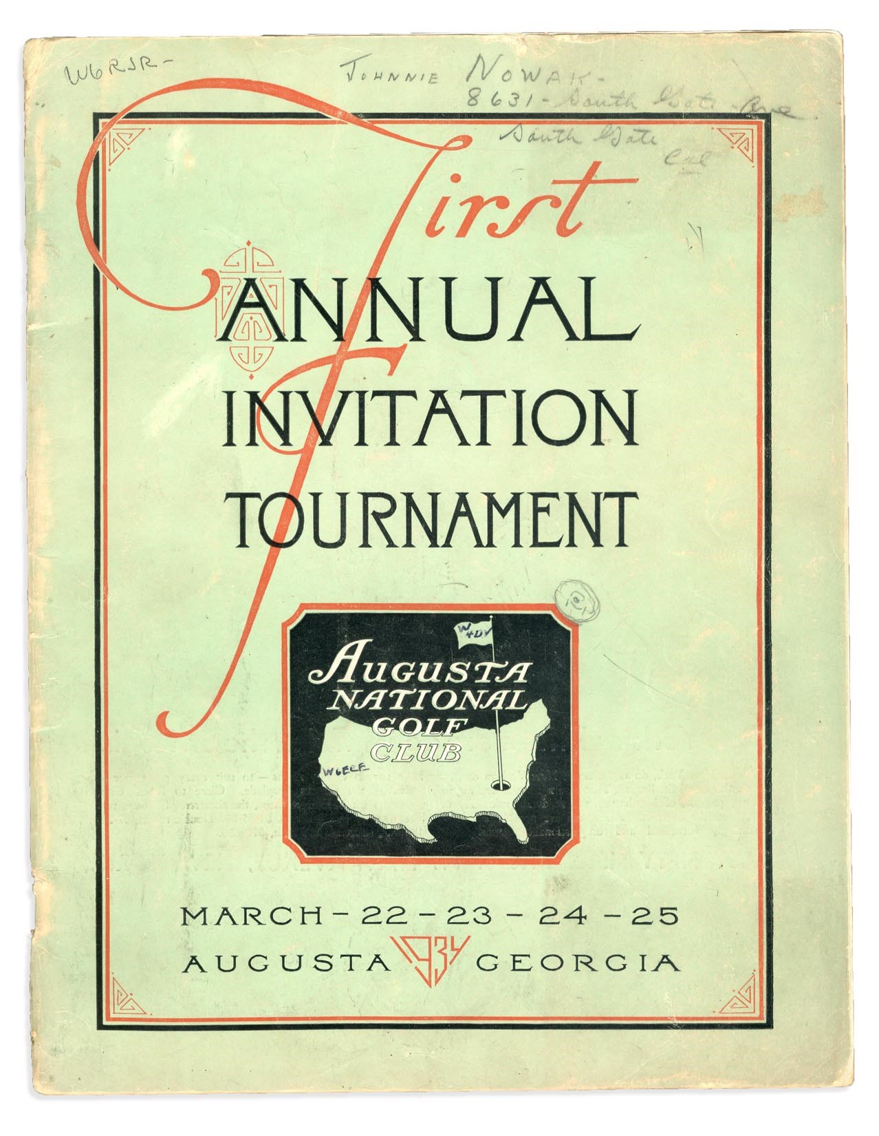 - 1934 First Masters Tournament Official Program