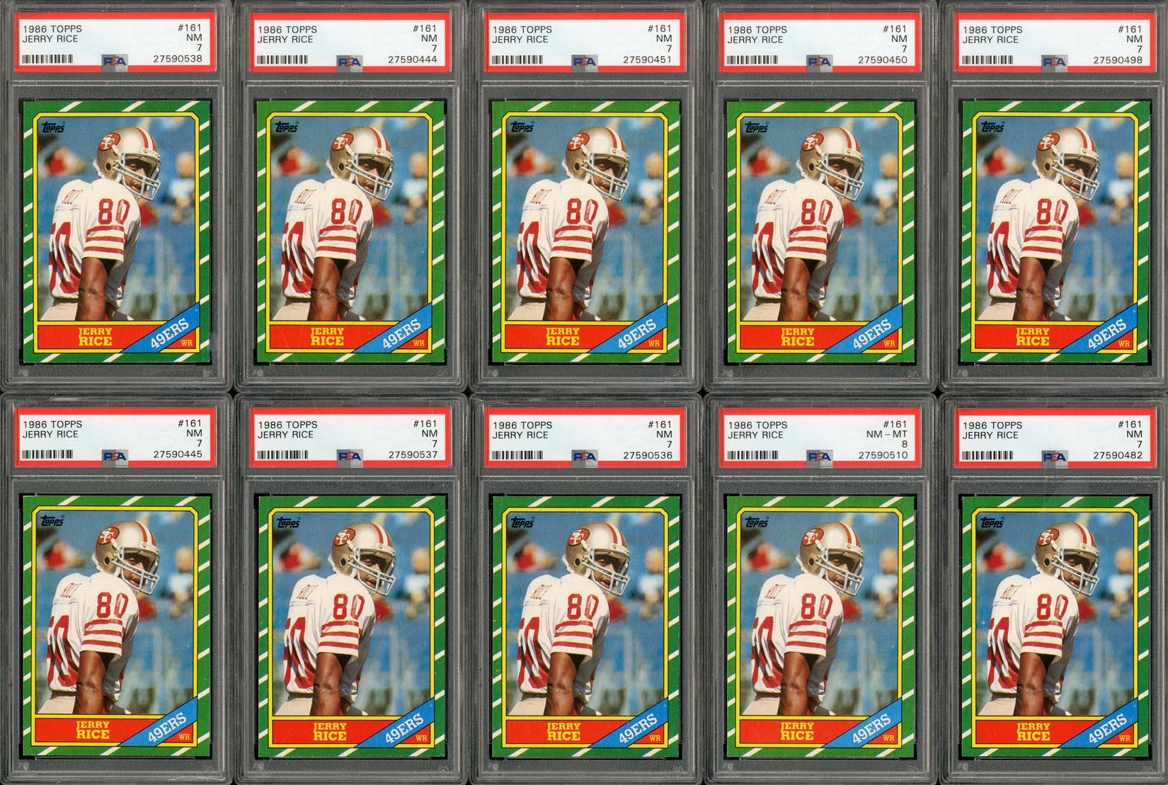- 1986 Topps Jerry Rice Rookie Cards - All PSA Graded (45)